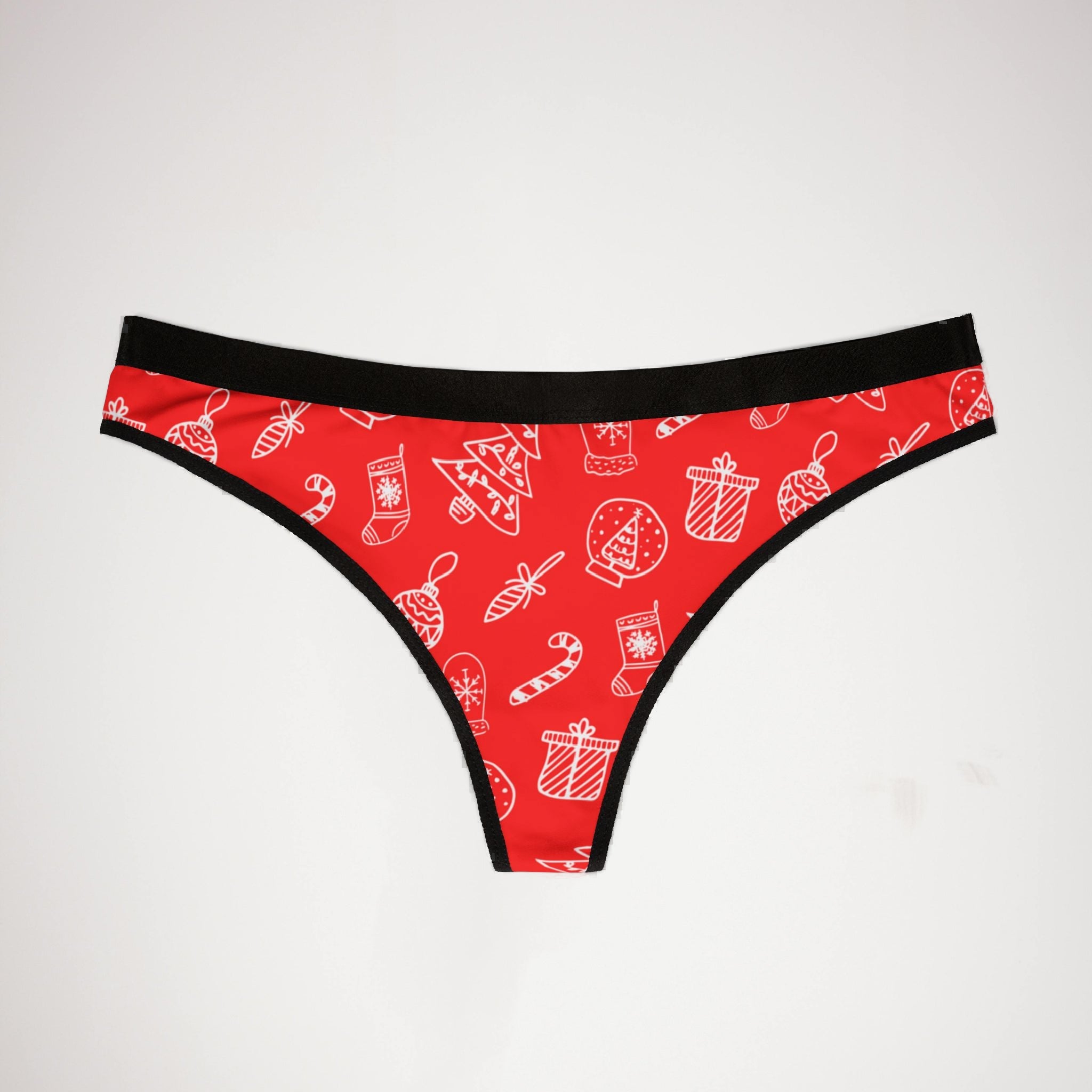 Women's thongs red white christmas