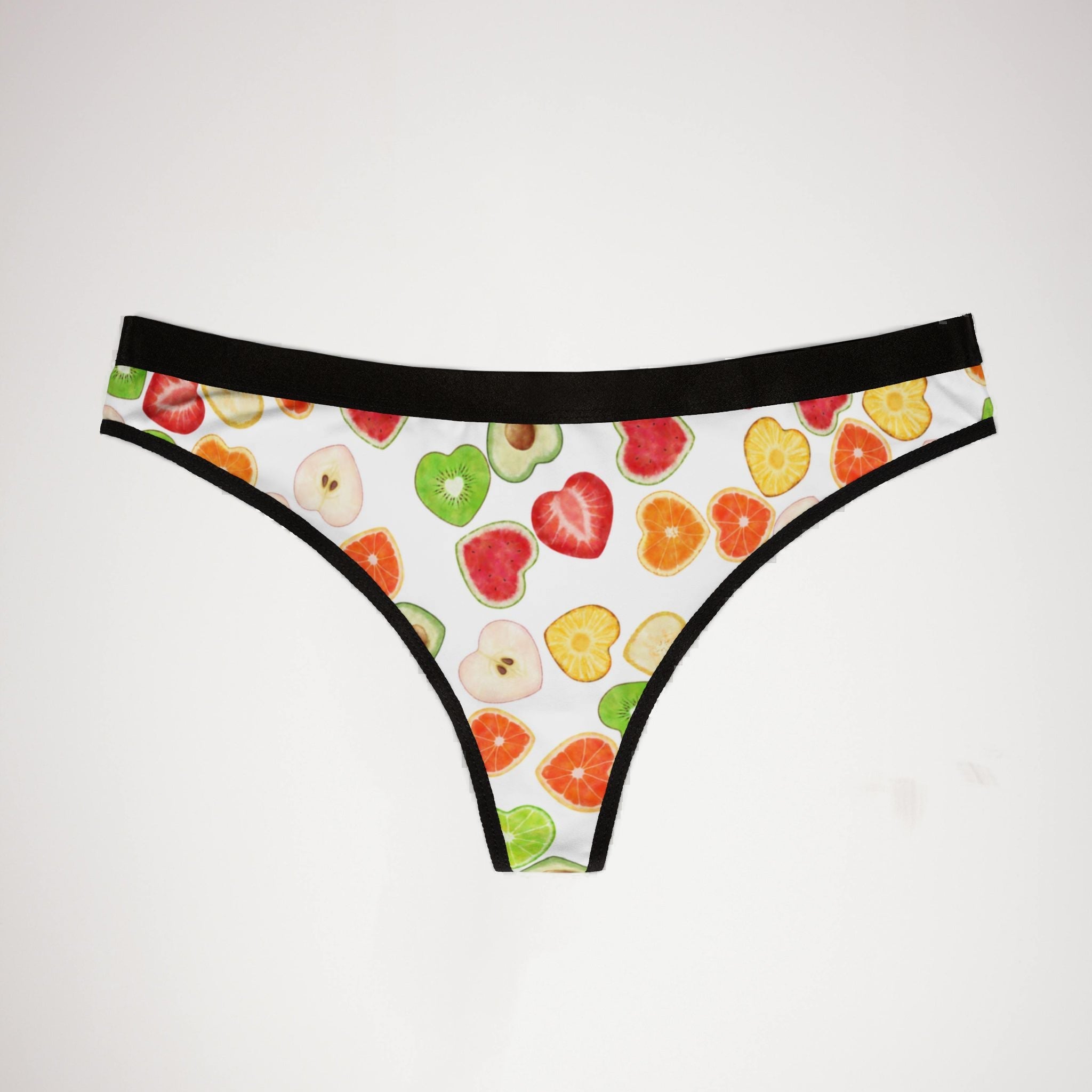 Women's thongs heart fruits white