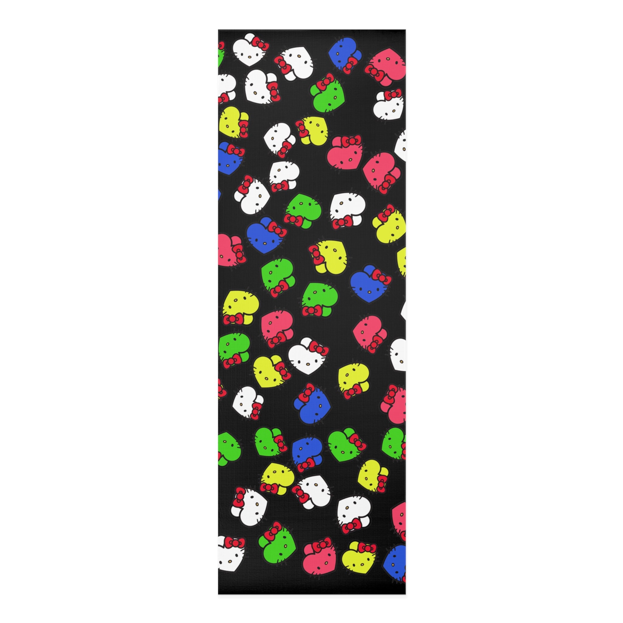 Foam yoga mat kitty hearts multi colors black