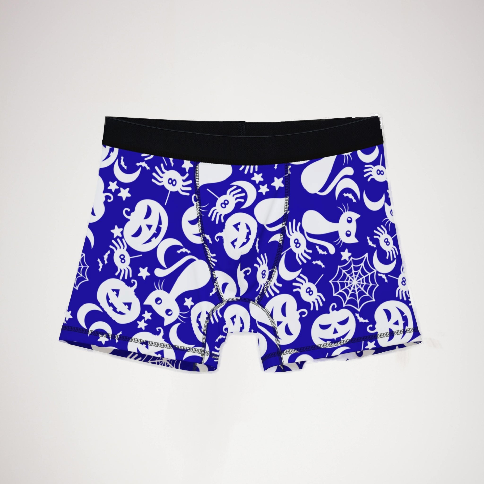 Men's boxers halloween pumpkin spider web blue