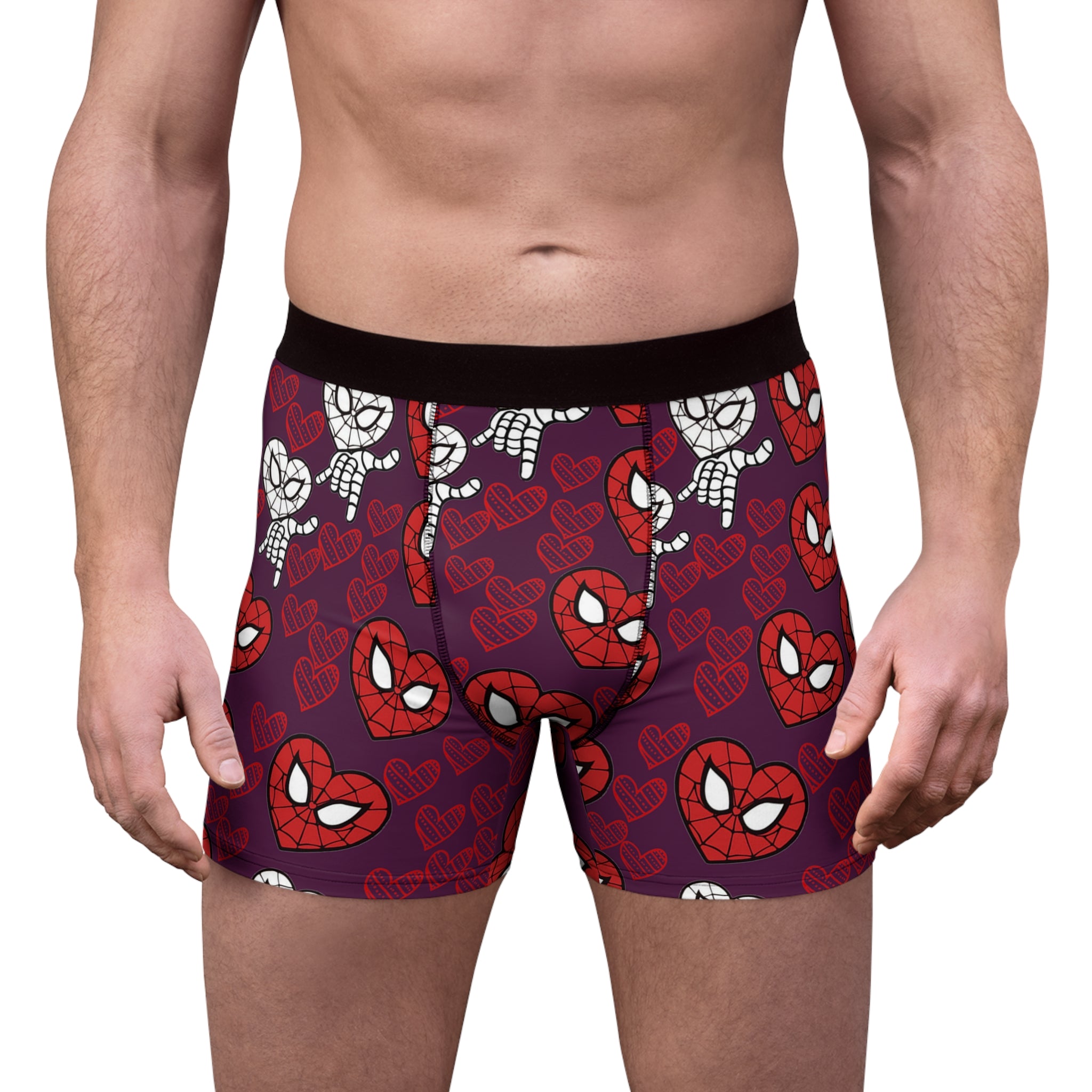 Men's boxer briefs spider heart kiss violet