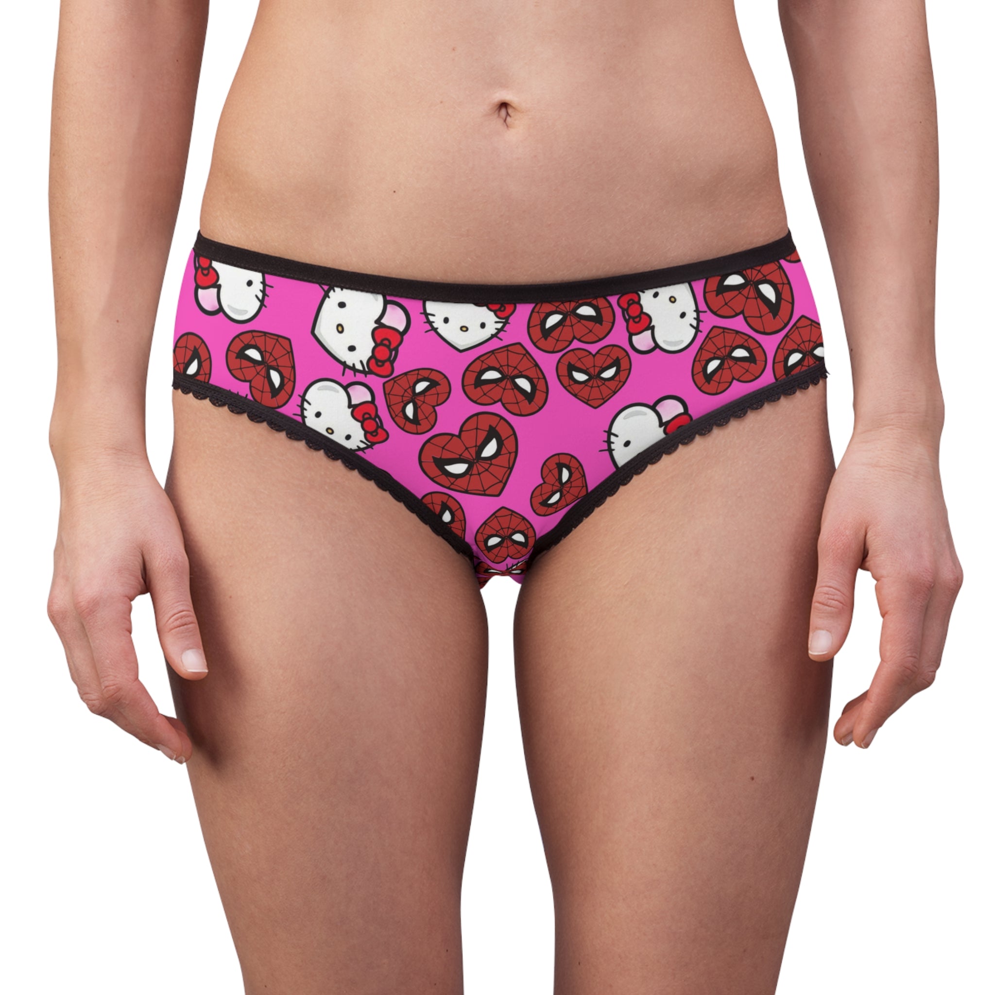 Women's briefs spider kitty double hearts pink