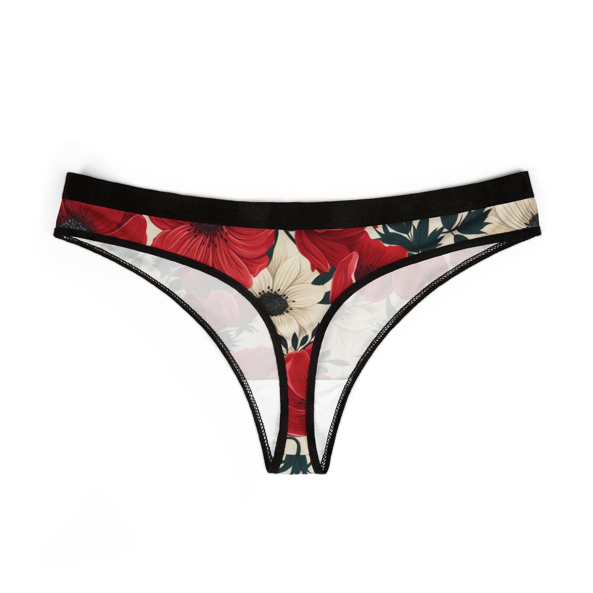 Women's thongs cute red flowers
