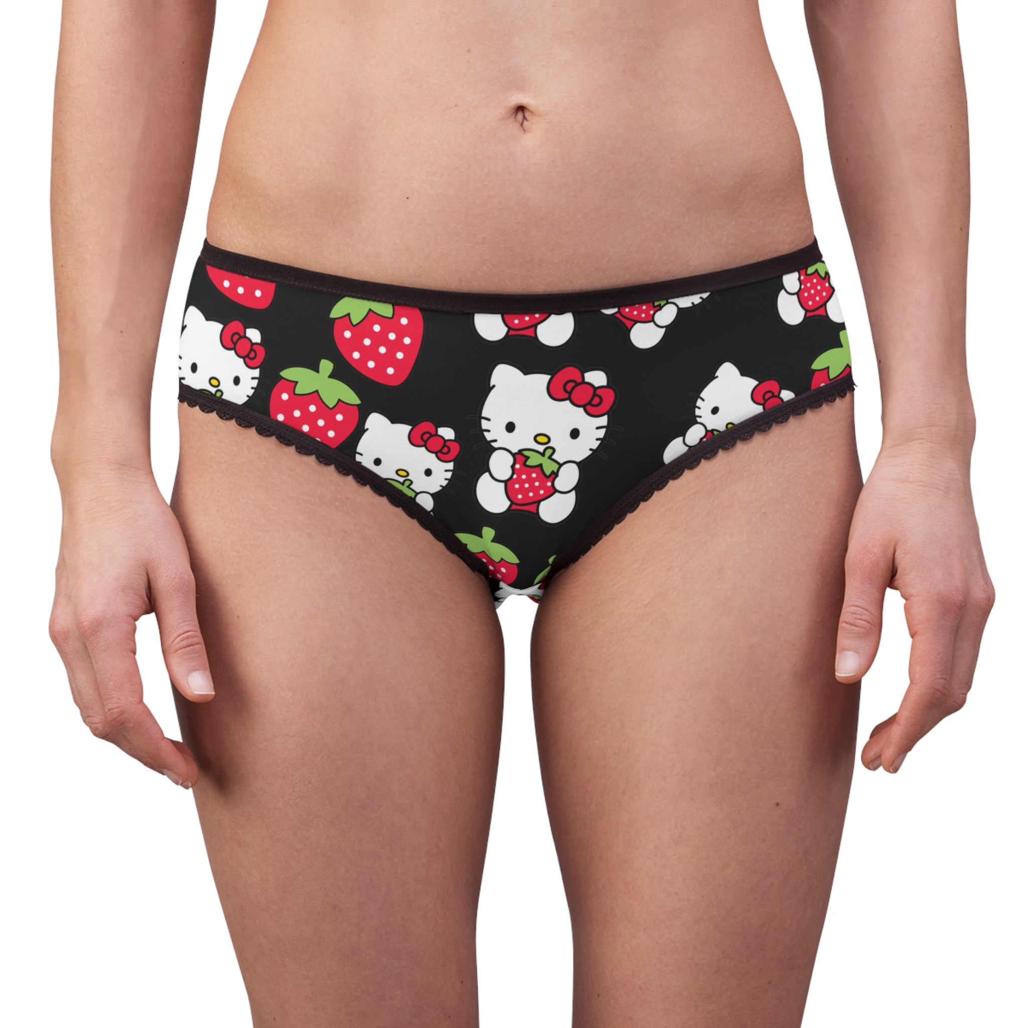 Women's briefs kitty strawberry valentine love black