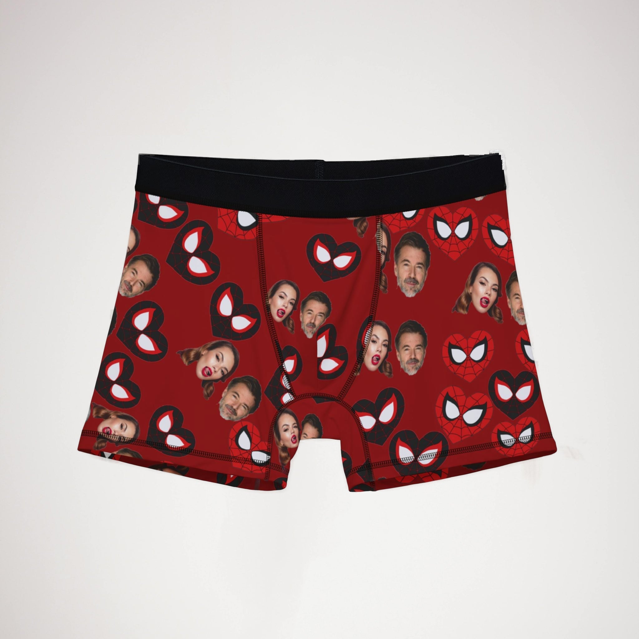 Men's boxers spider hearts his her faces red