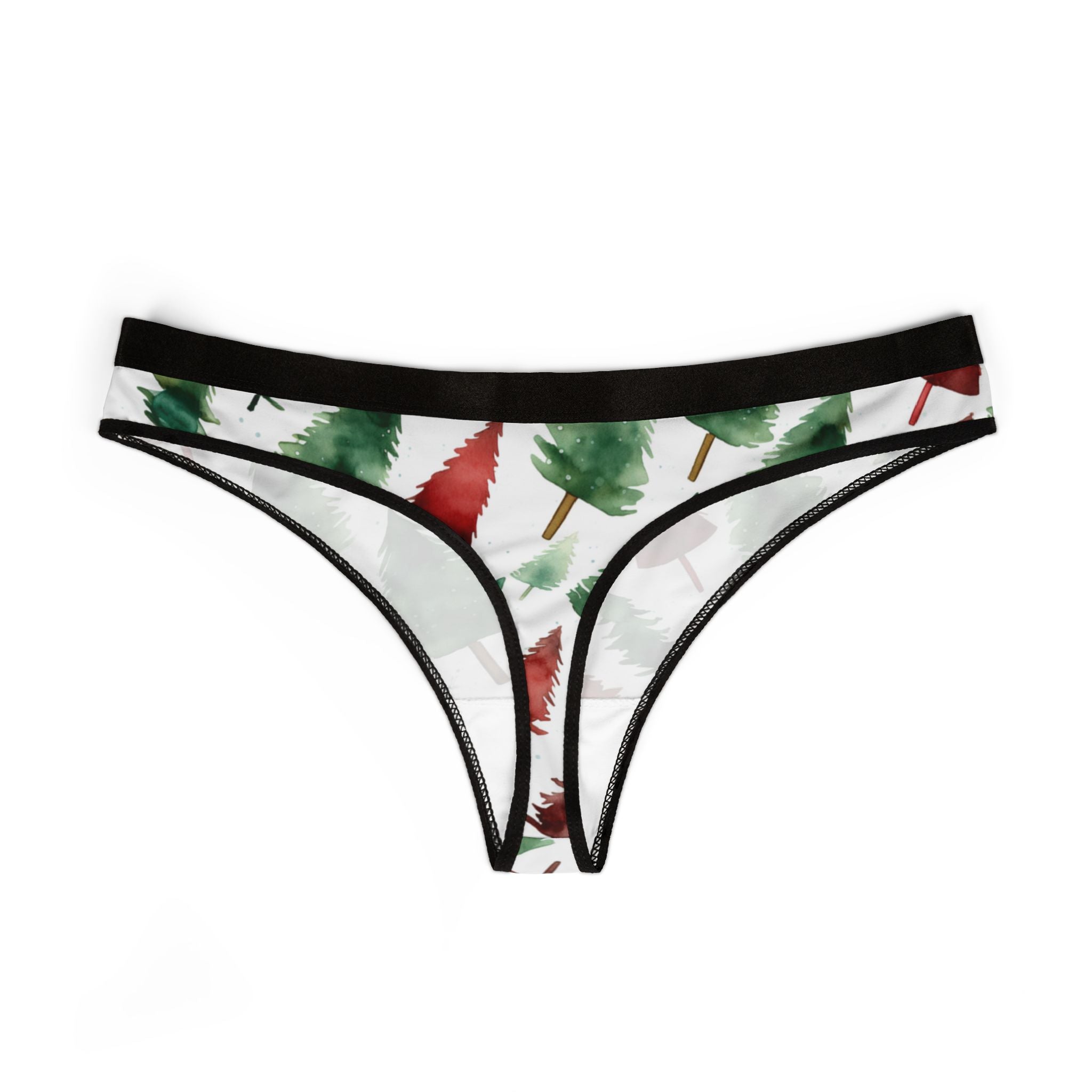 Women's thongs watercolor christmas one