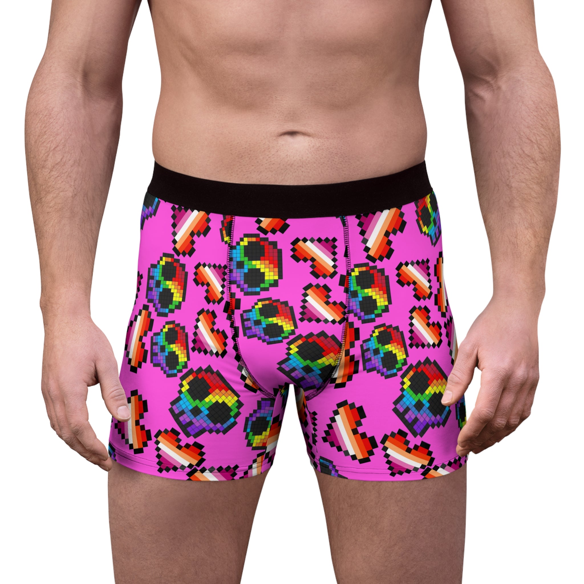 Men's boxer briefs lgbt pride skull heart Halloween pink