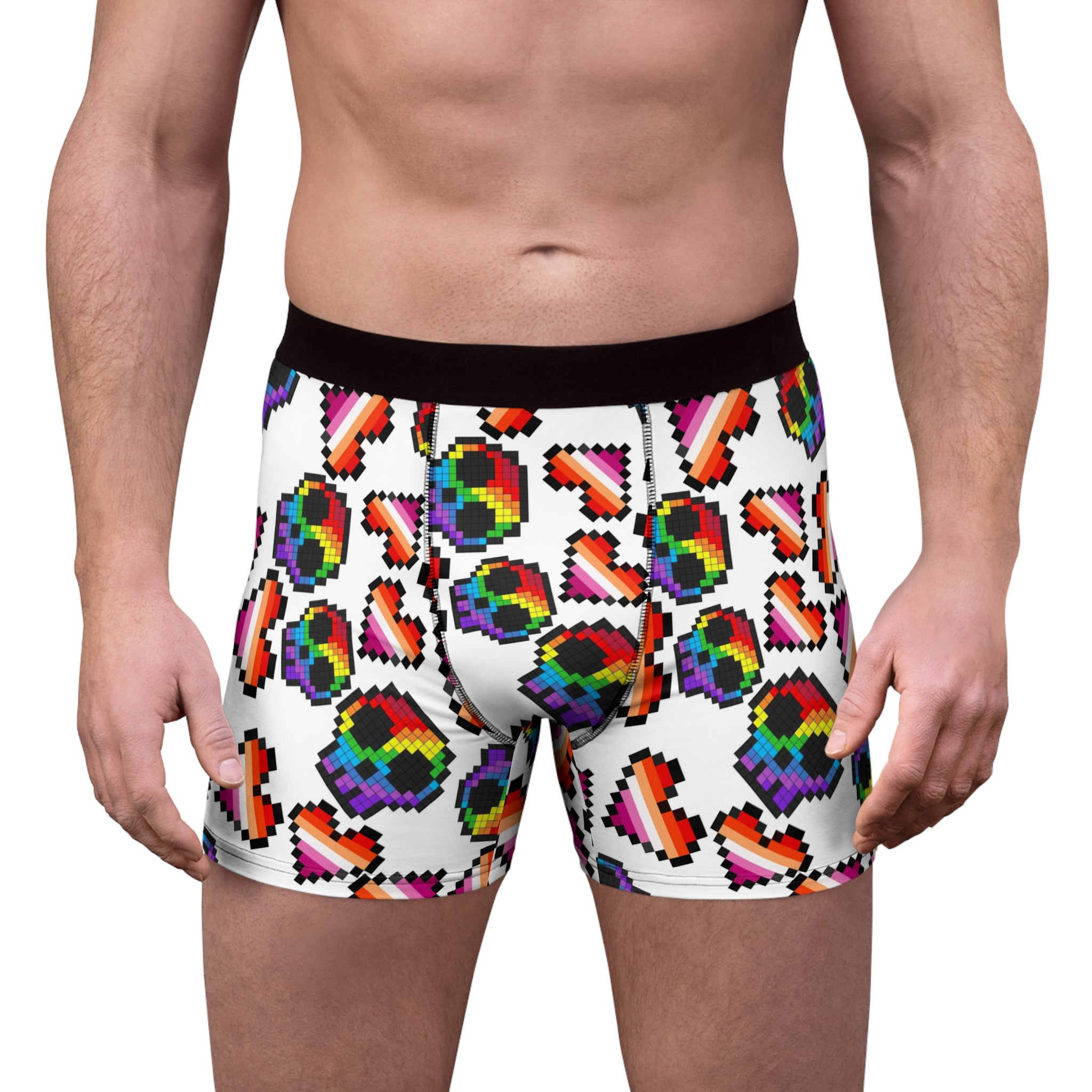 Men's boxer briefs lgbt pride skull heart Halloween white