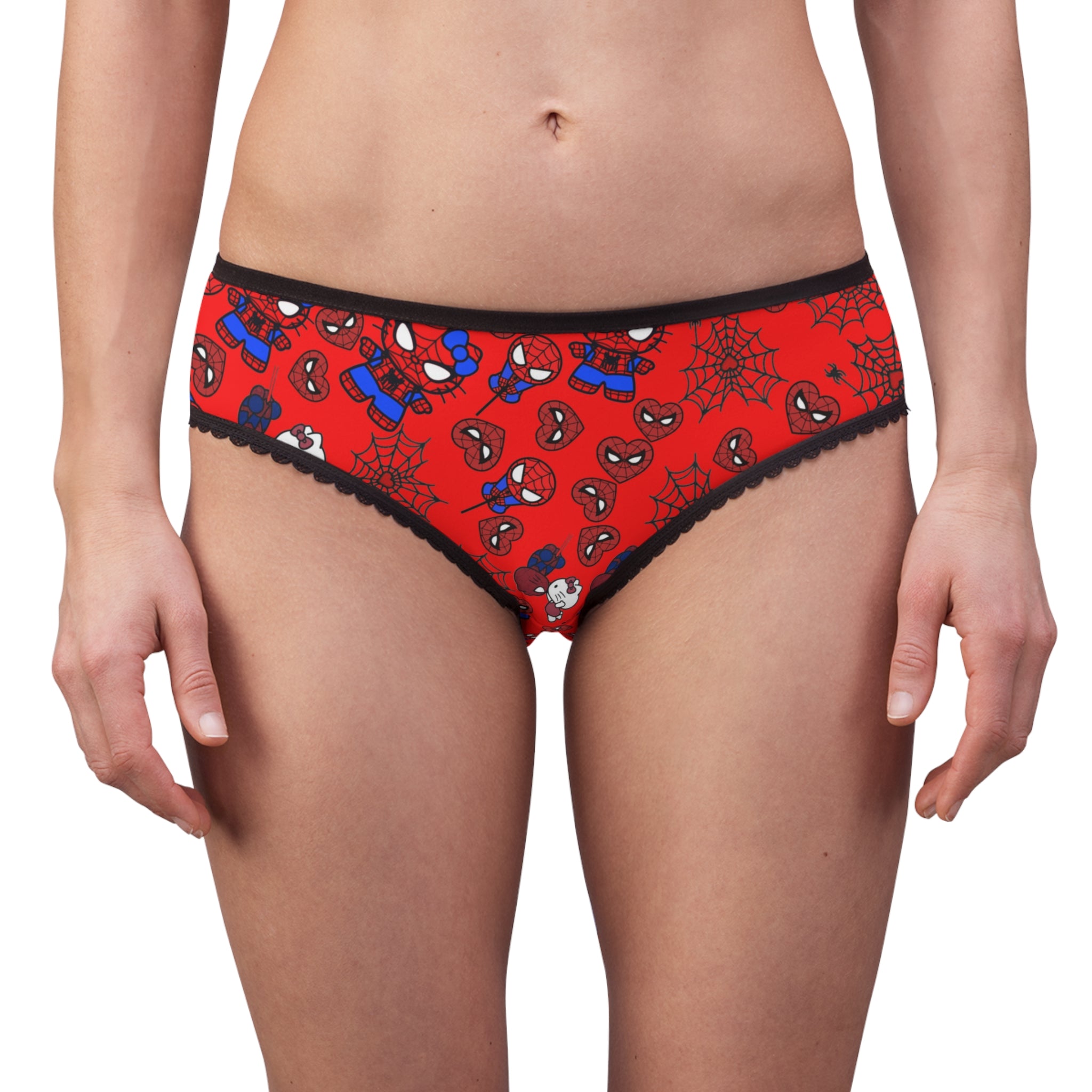 Women's briefs spider kitty heart kiss red