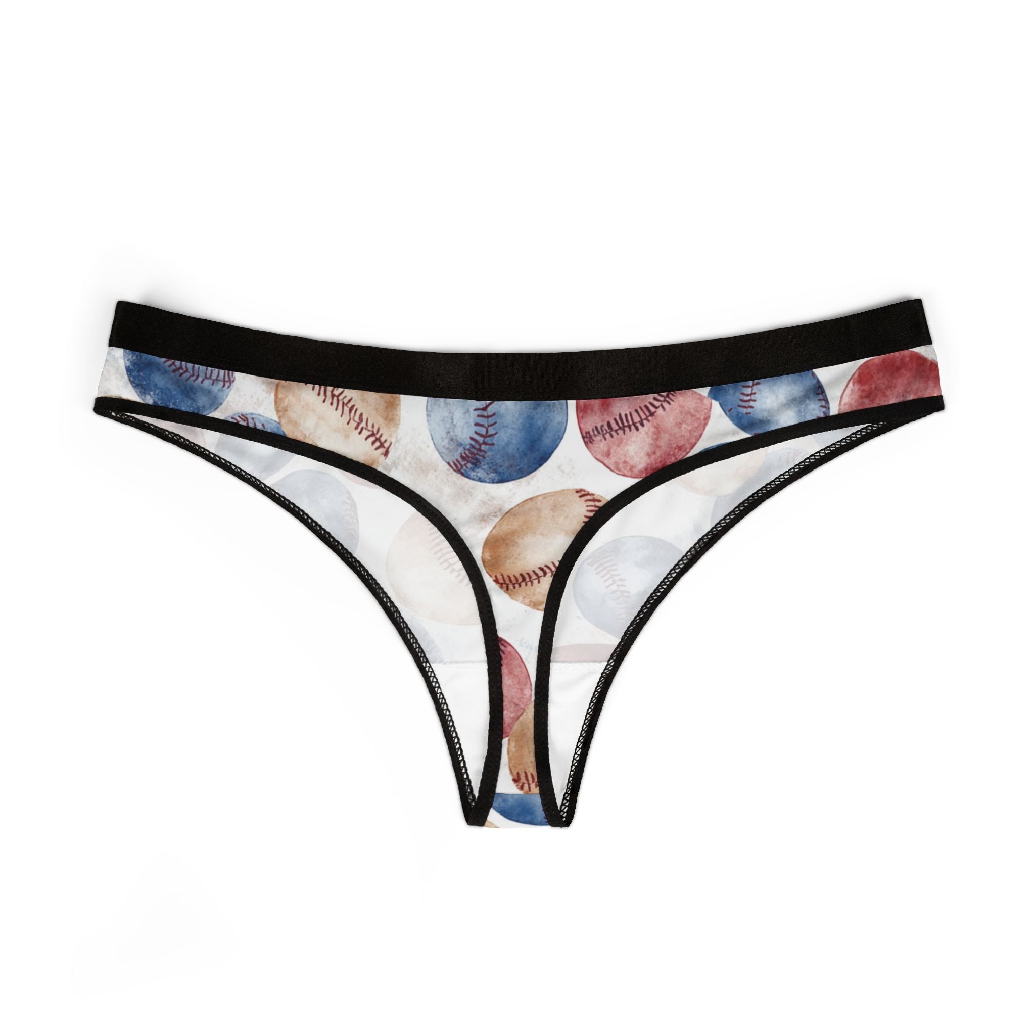 Women's thongs watercolor baseball one