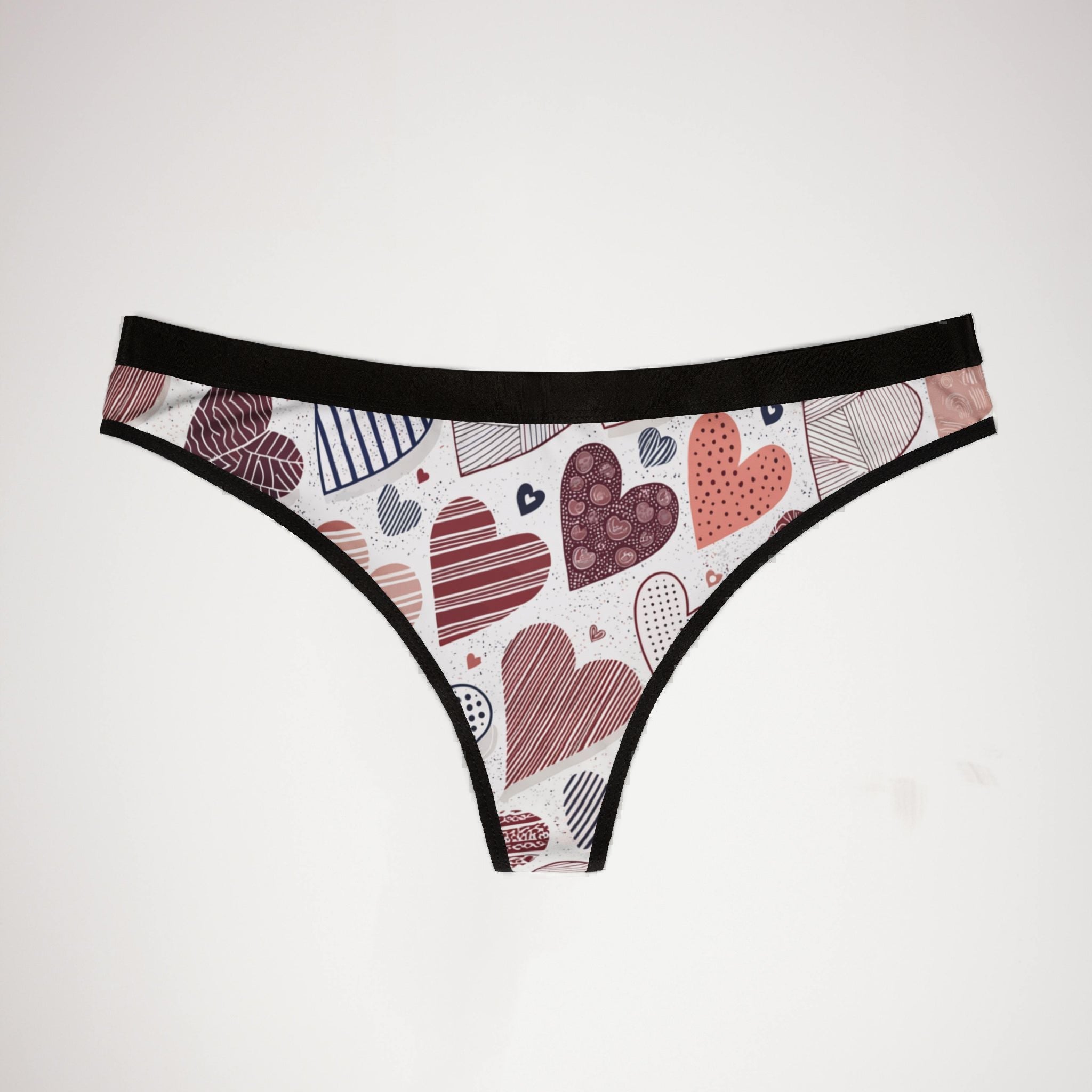 Women's thongs valentine heart retro three