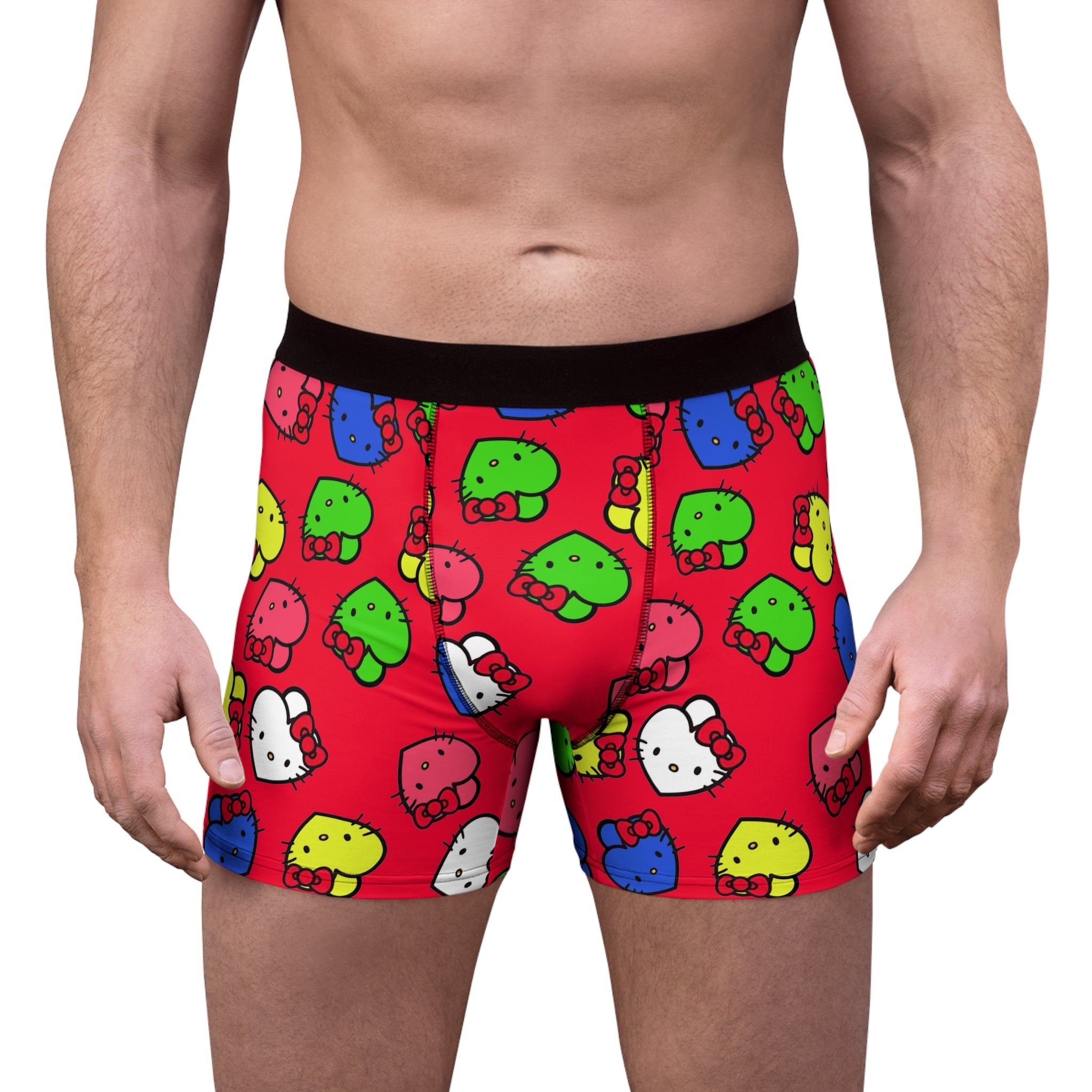 Men's boxer briefs kitty hearts multi colors red