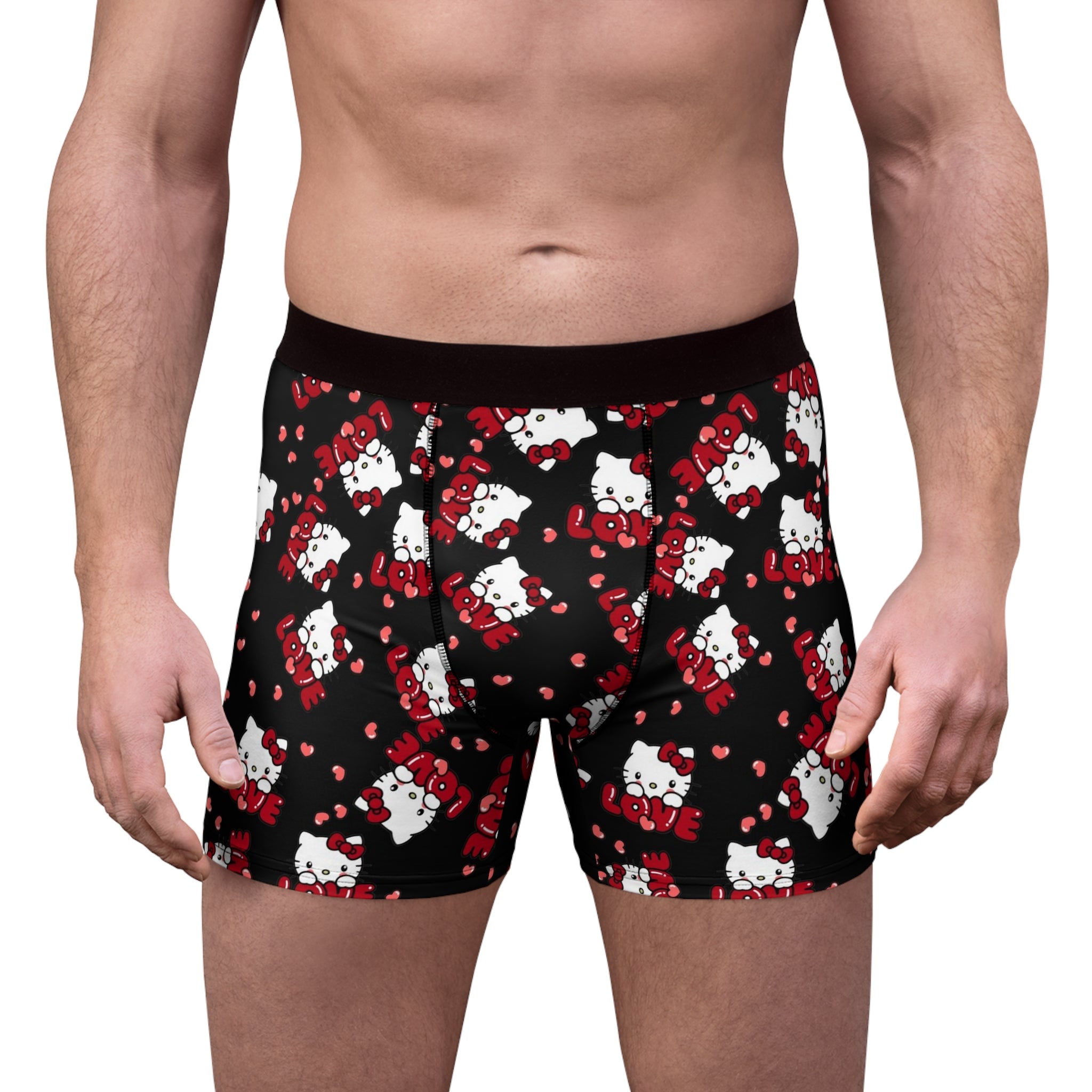 Men's boxer briefs kitty valentine love black