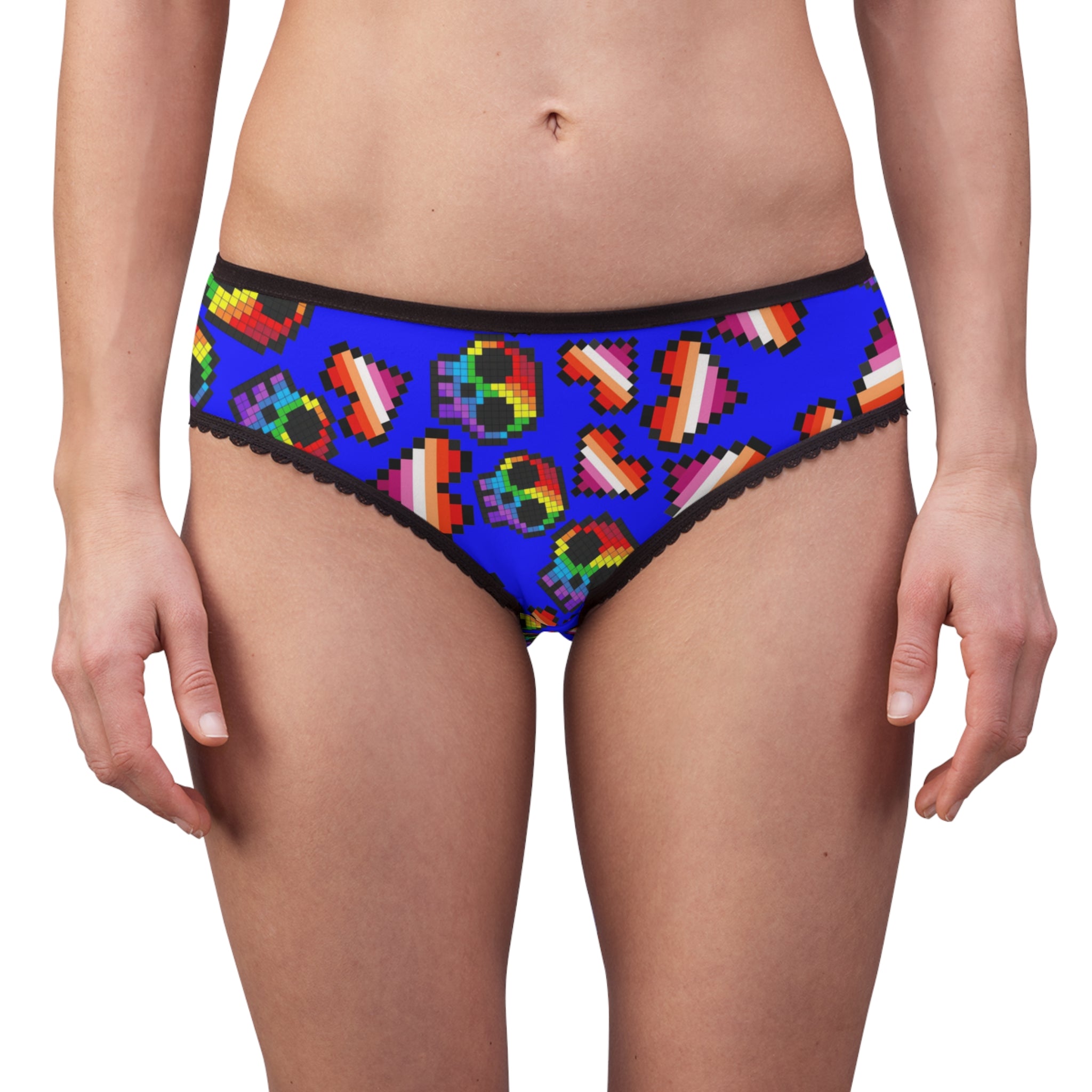 Women's briefs lgbt pride skull heart Halloween blue