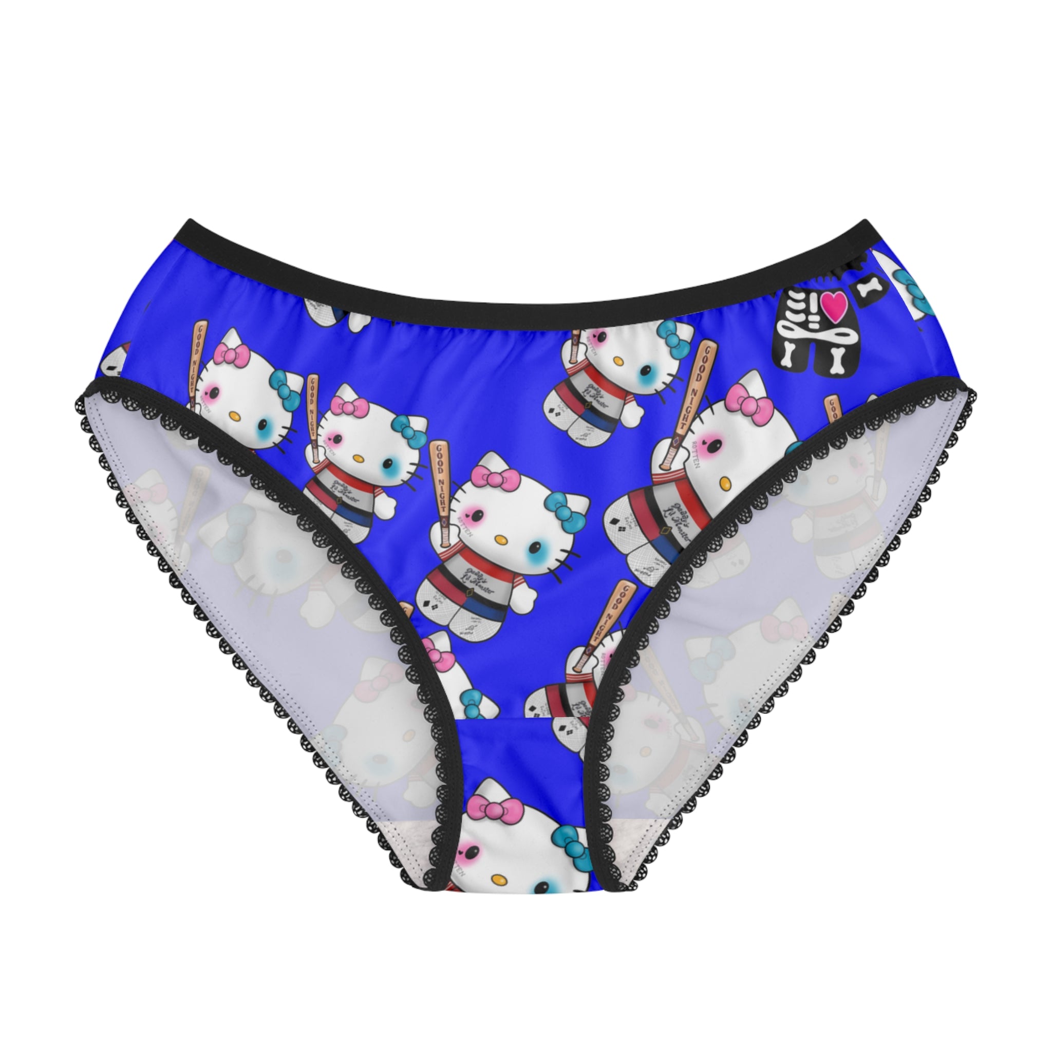 Women's briefs kitty monster Halloween bone blue