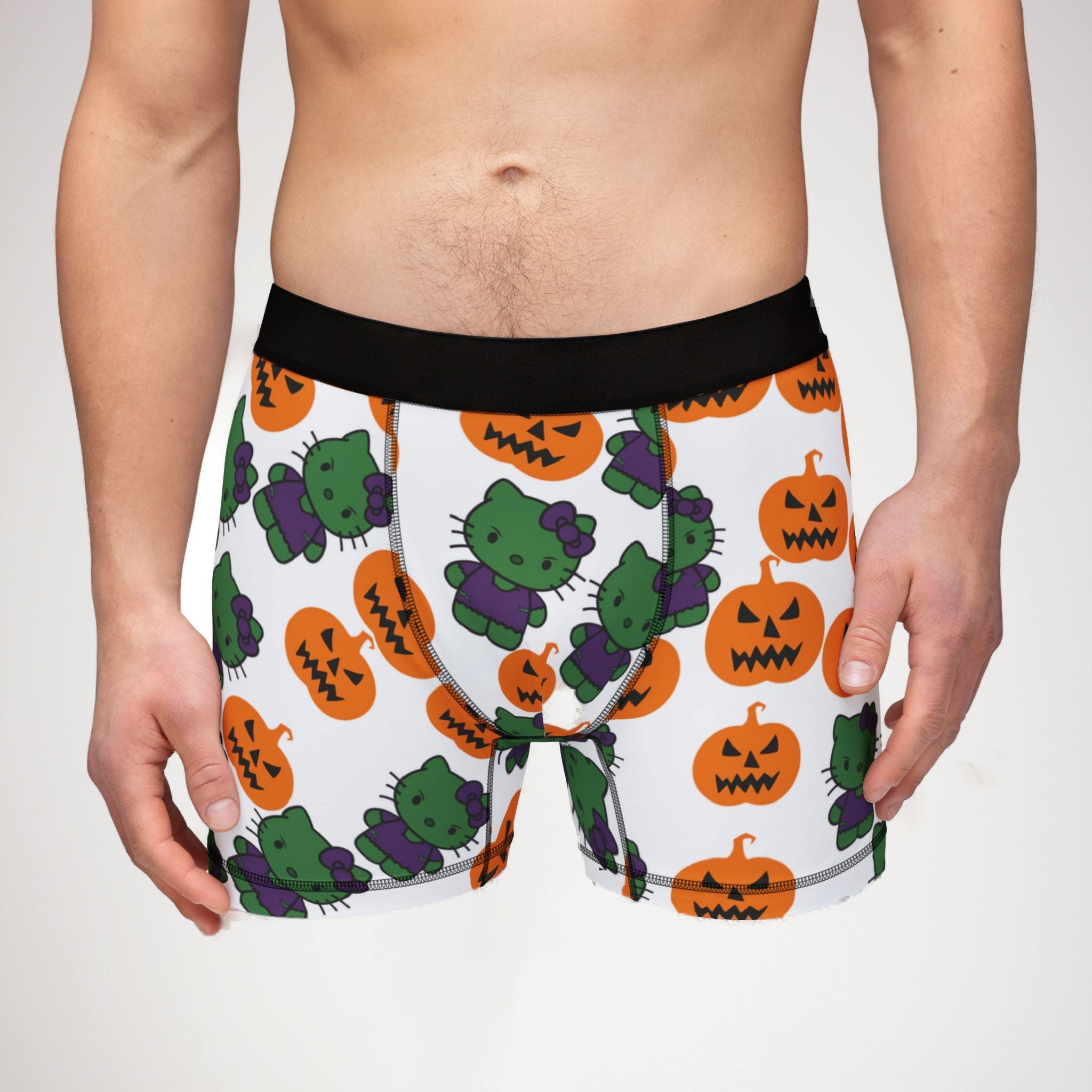 Men's boxers Kitty frankenstein pumpkin white