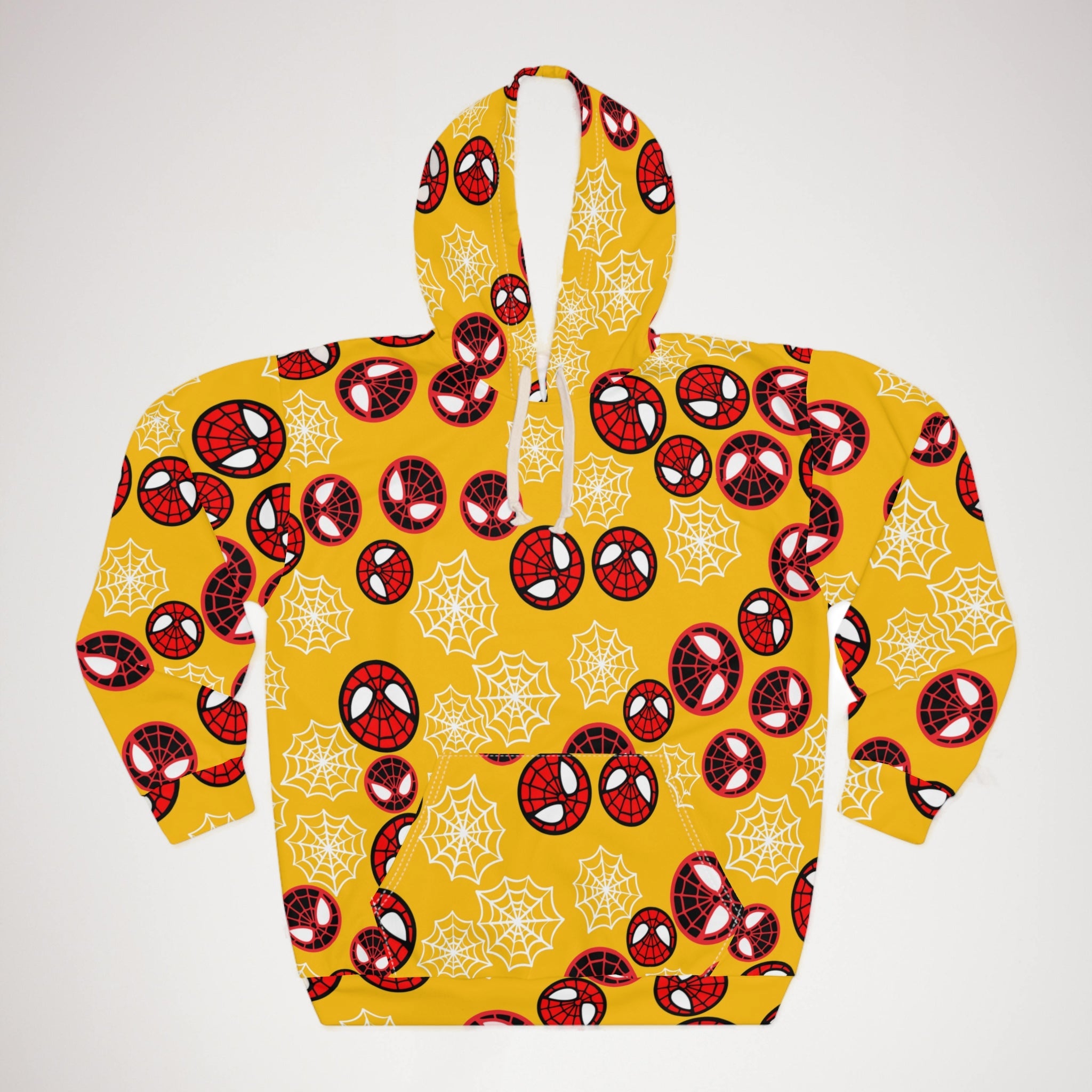 Unisex pullover hoodie spider circle web yellow