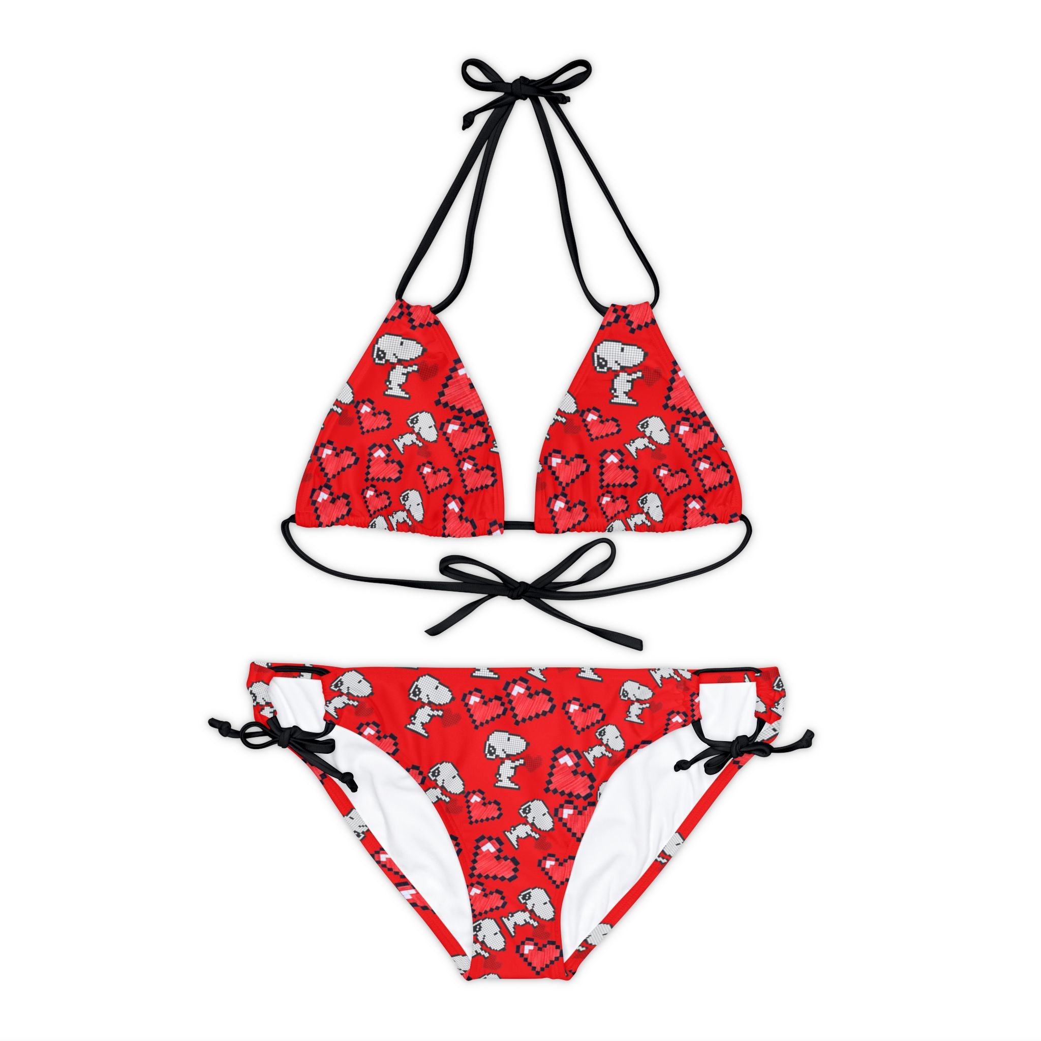 Strappy bikini set snoopy hearts valentine red