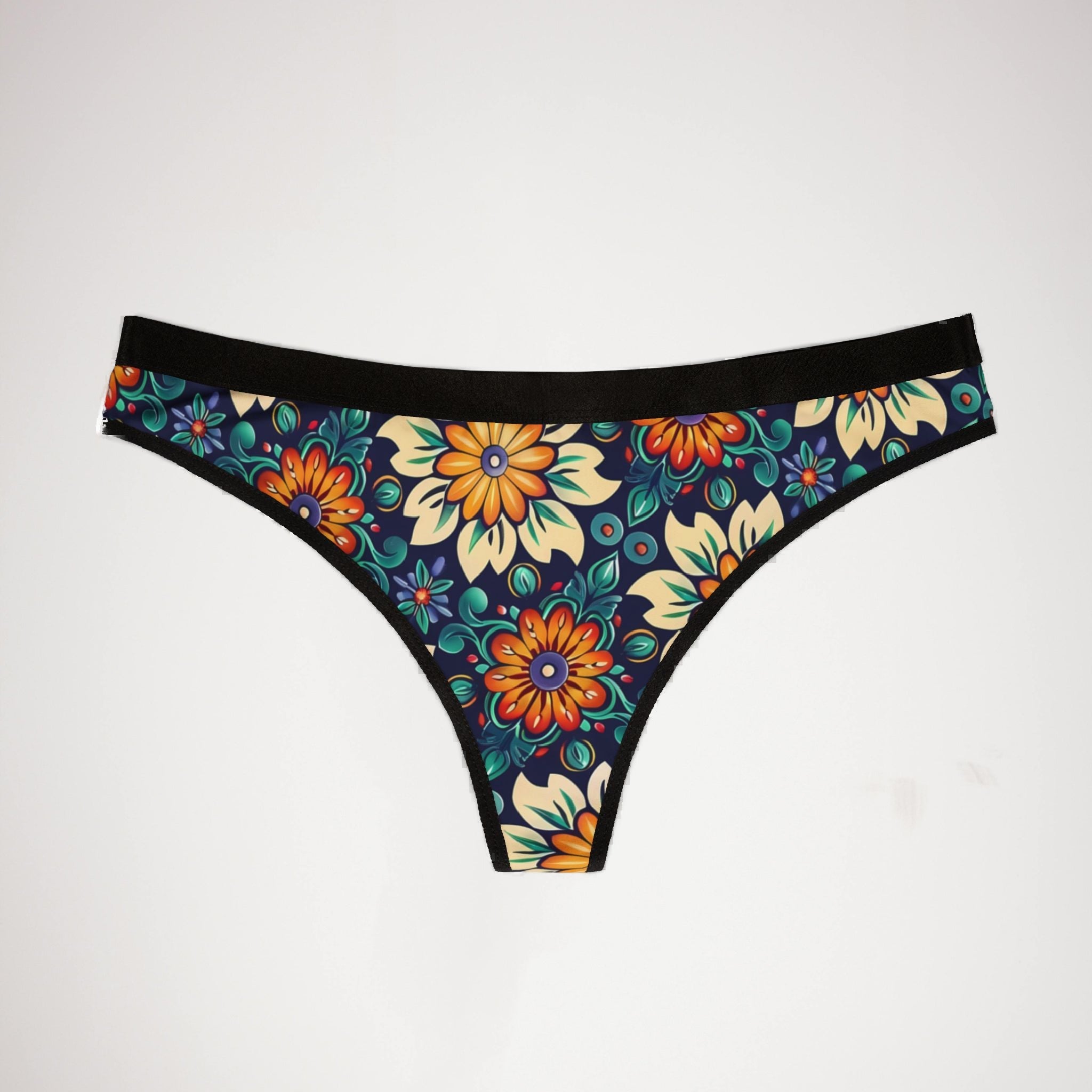 Women's thongs mexican flower one