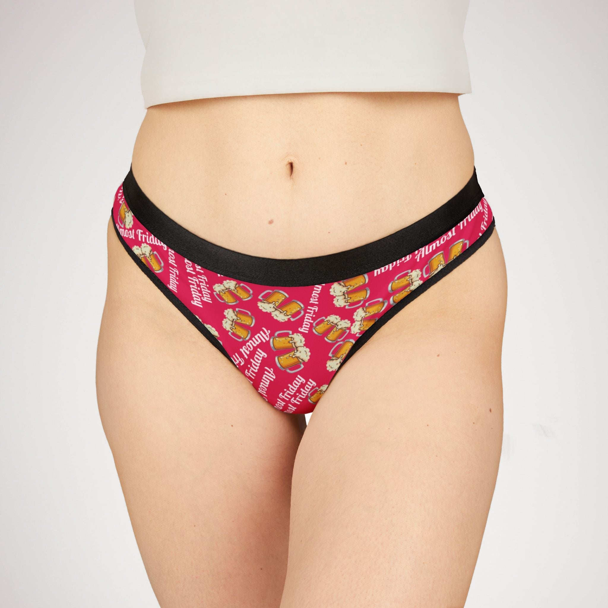 Women's thongs almost friday beer pink