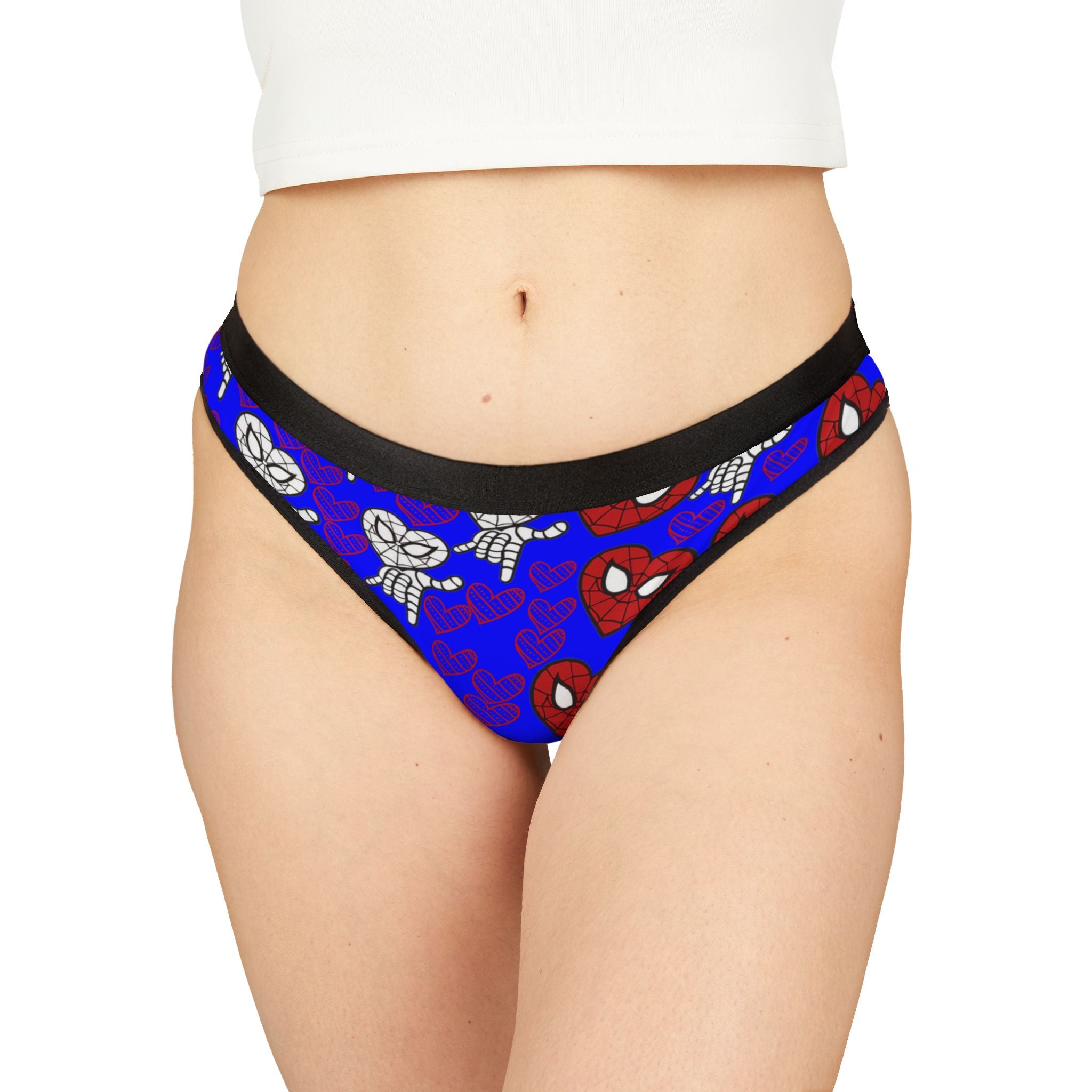 Women's thongs spider heart blue