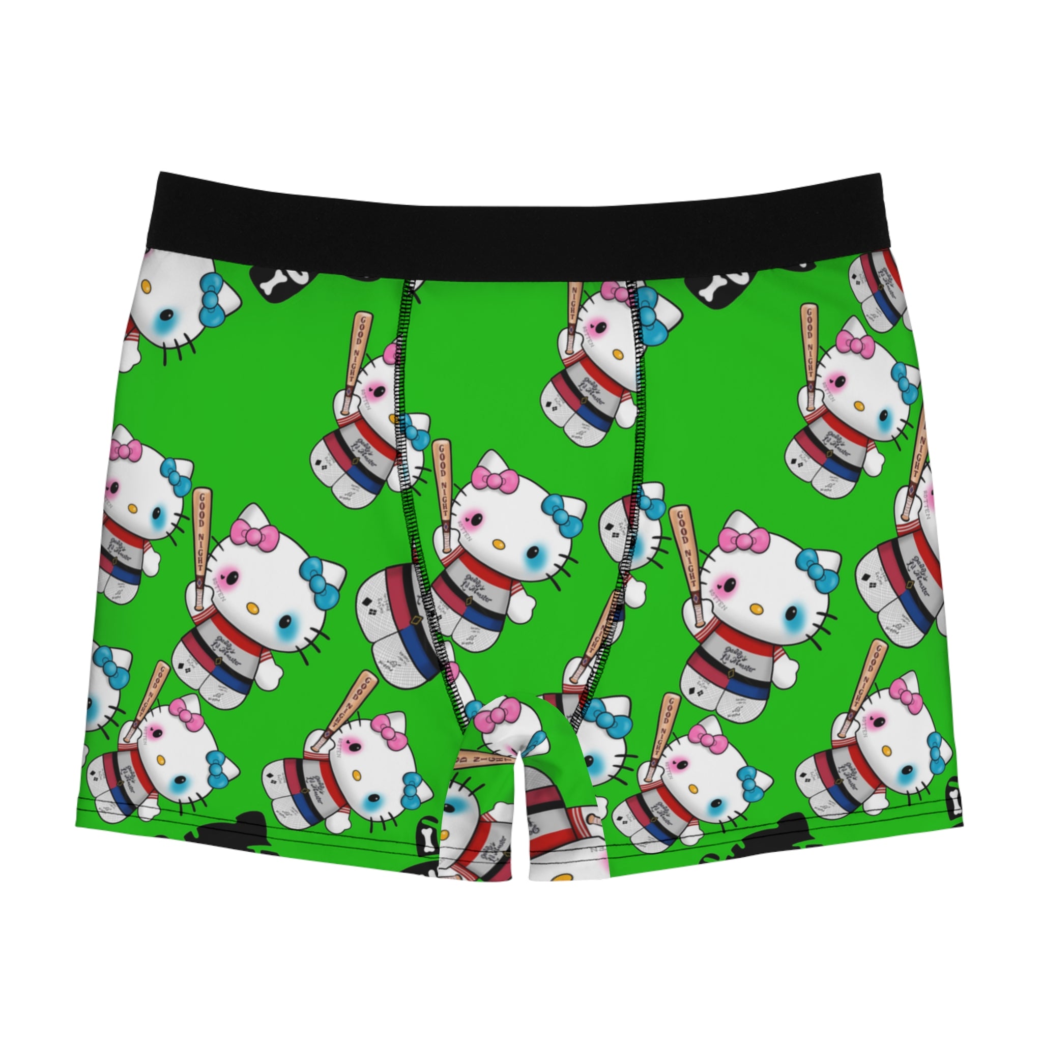 Men's boxer briefs kitty monster Halloween bone green