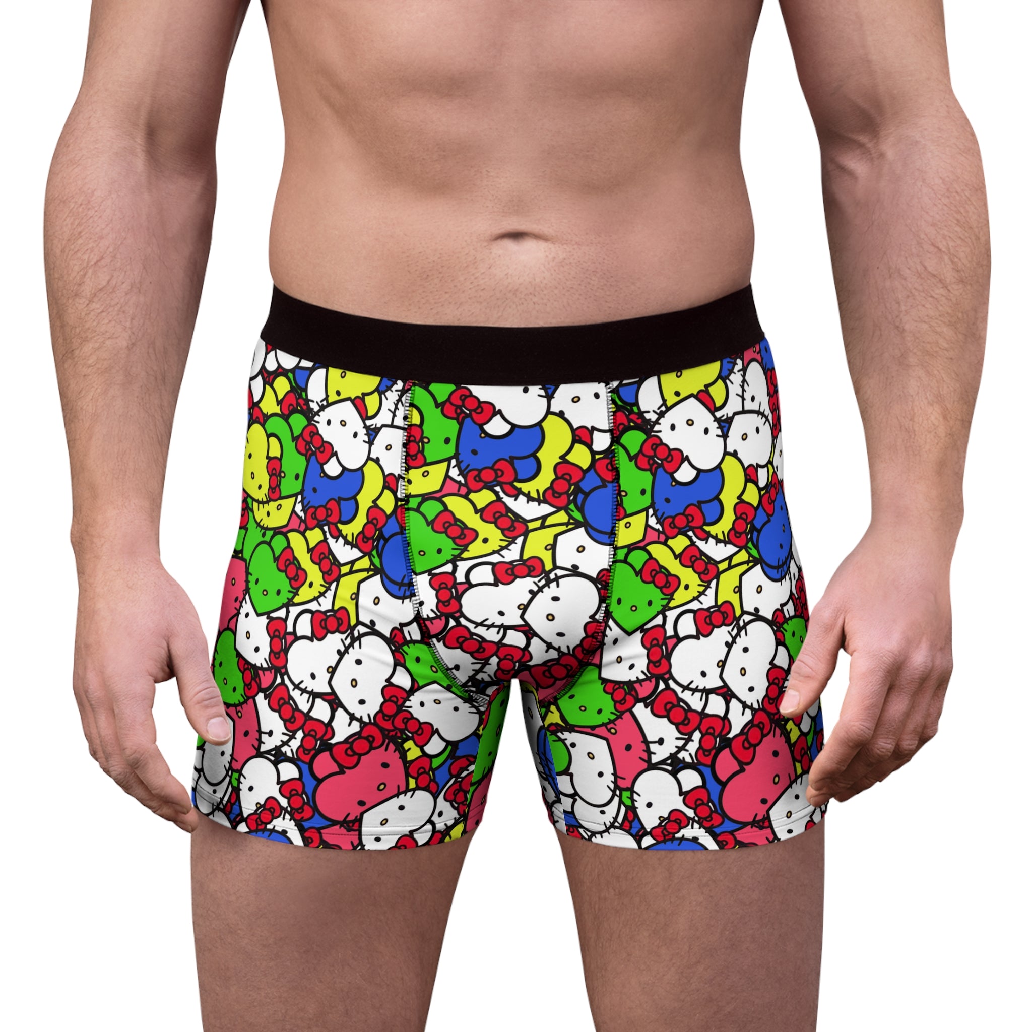 Men's boxer briefs kitty hearts multi colors nature