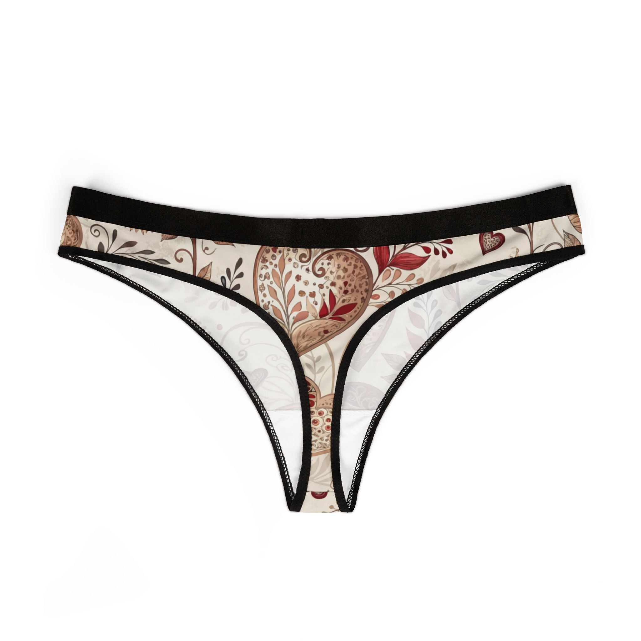 Women's thongs valentine heart retro two