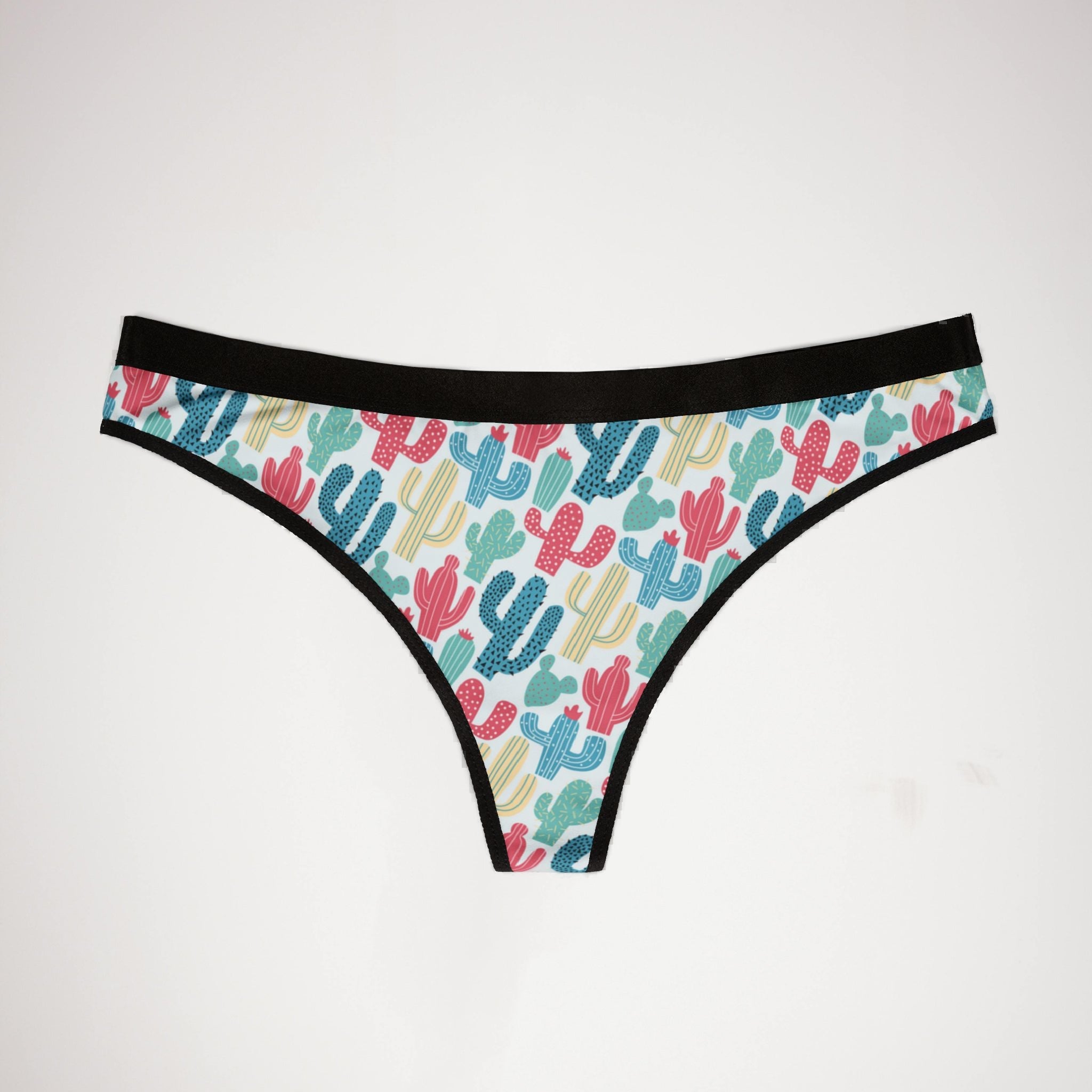 Women's thongs cactus colorful doodle