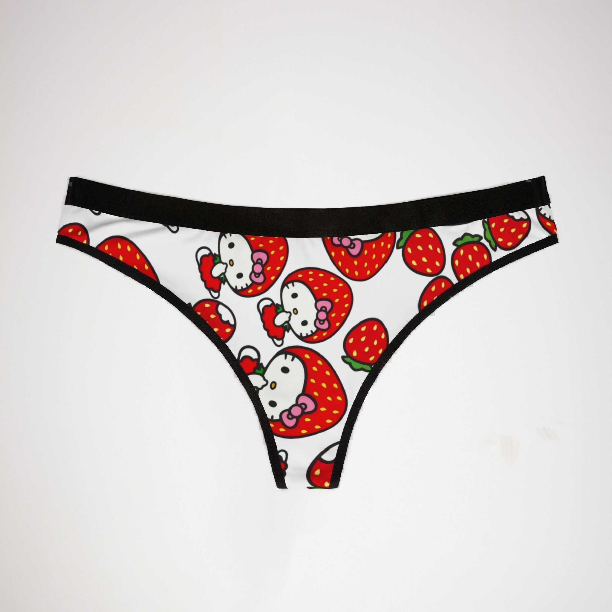 Women's thongs kitty strawberry valentine white