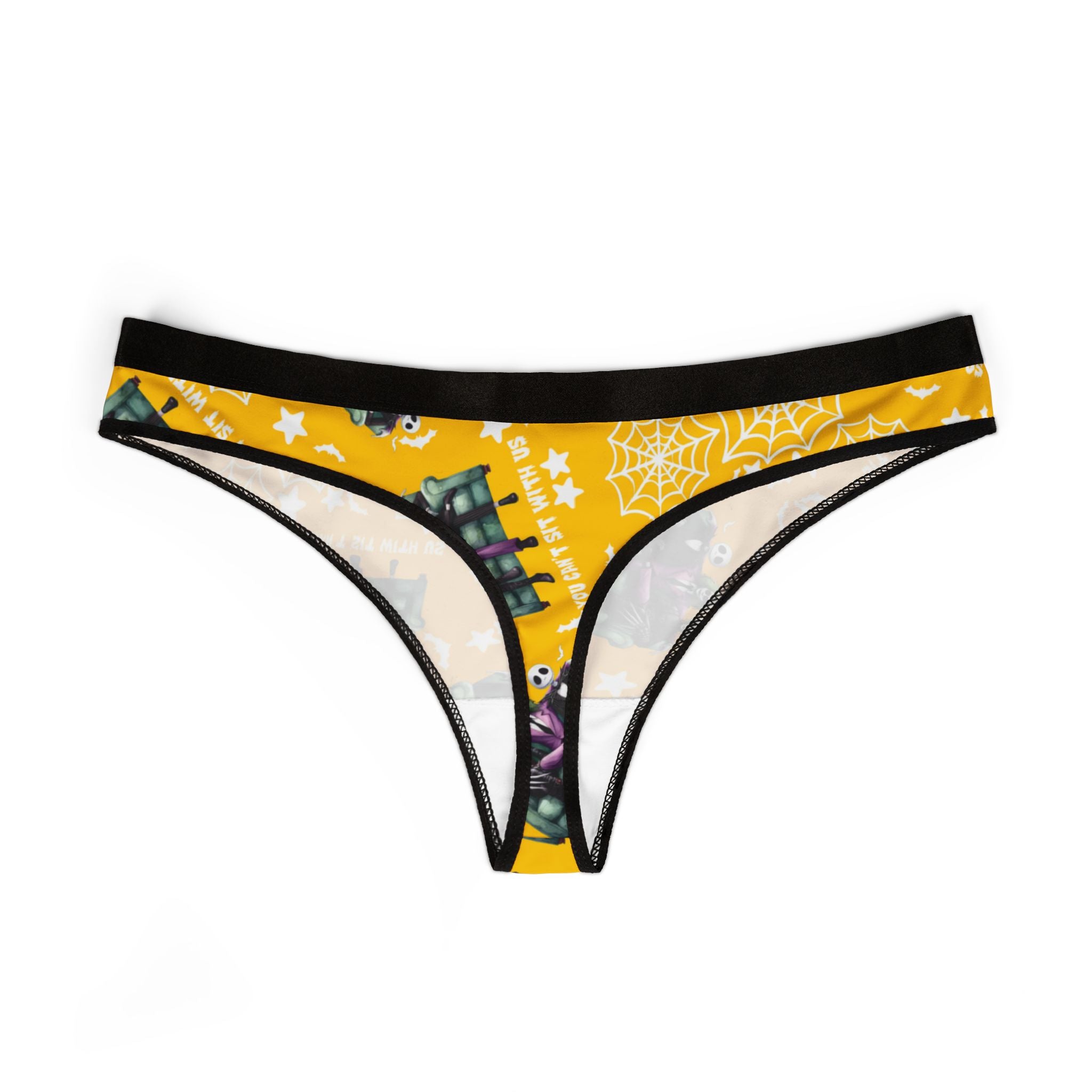 Women's thongs you can't sit with us halloween yellow