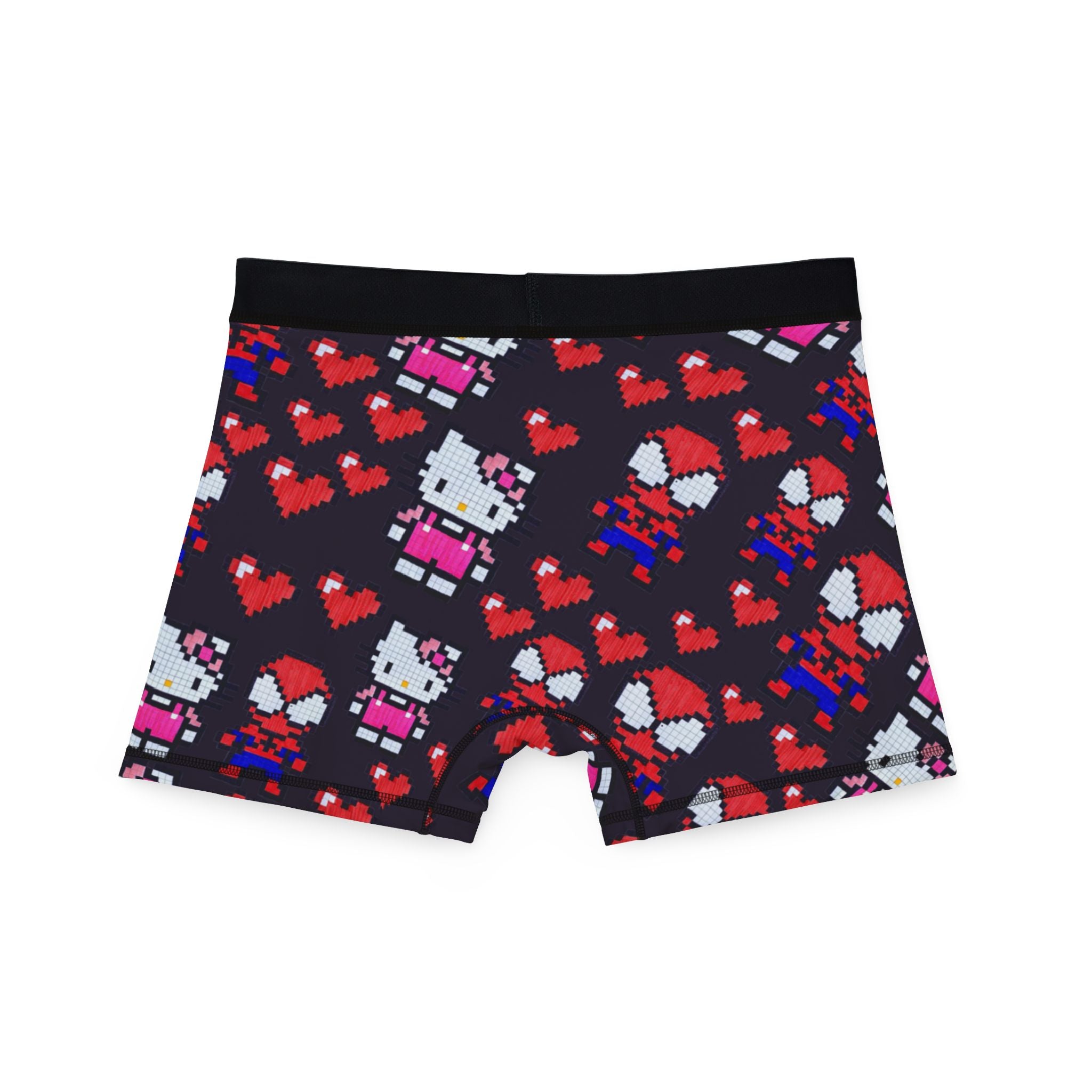 Men's boxers spider kitty pixel heart love valentine black