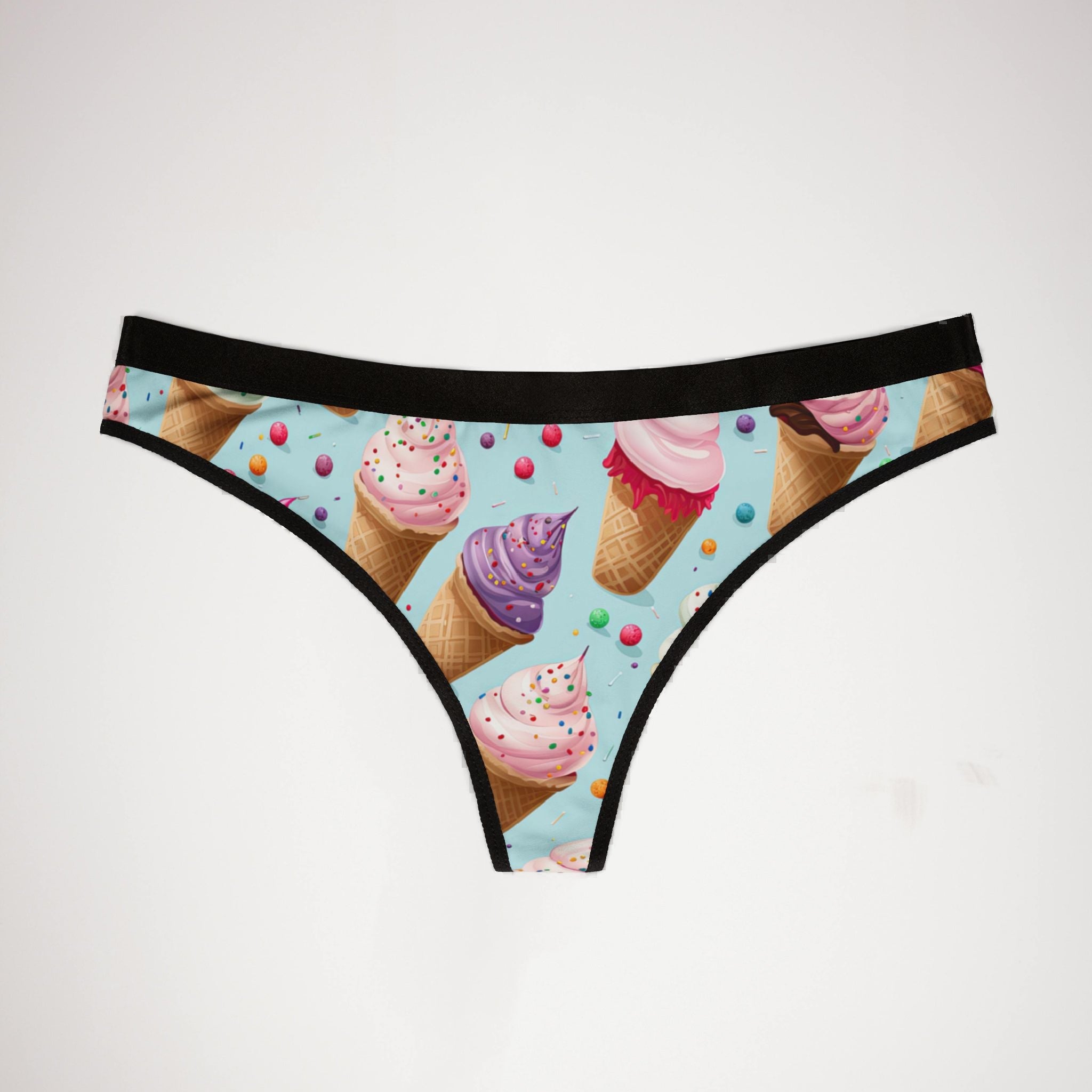 Women's thongs sprinkled ice cream
