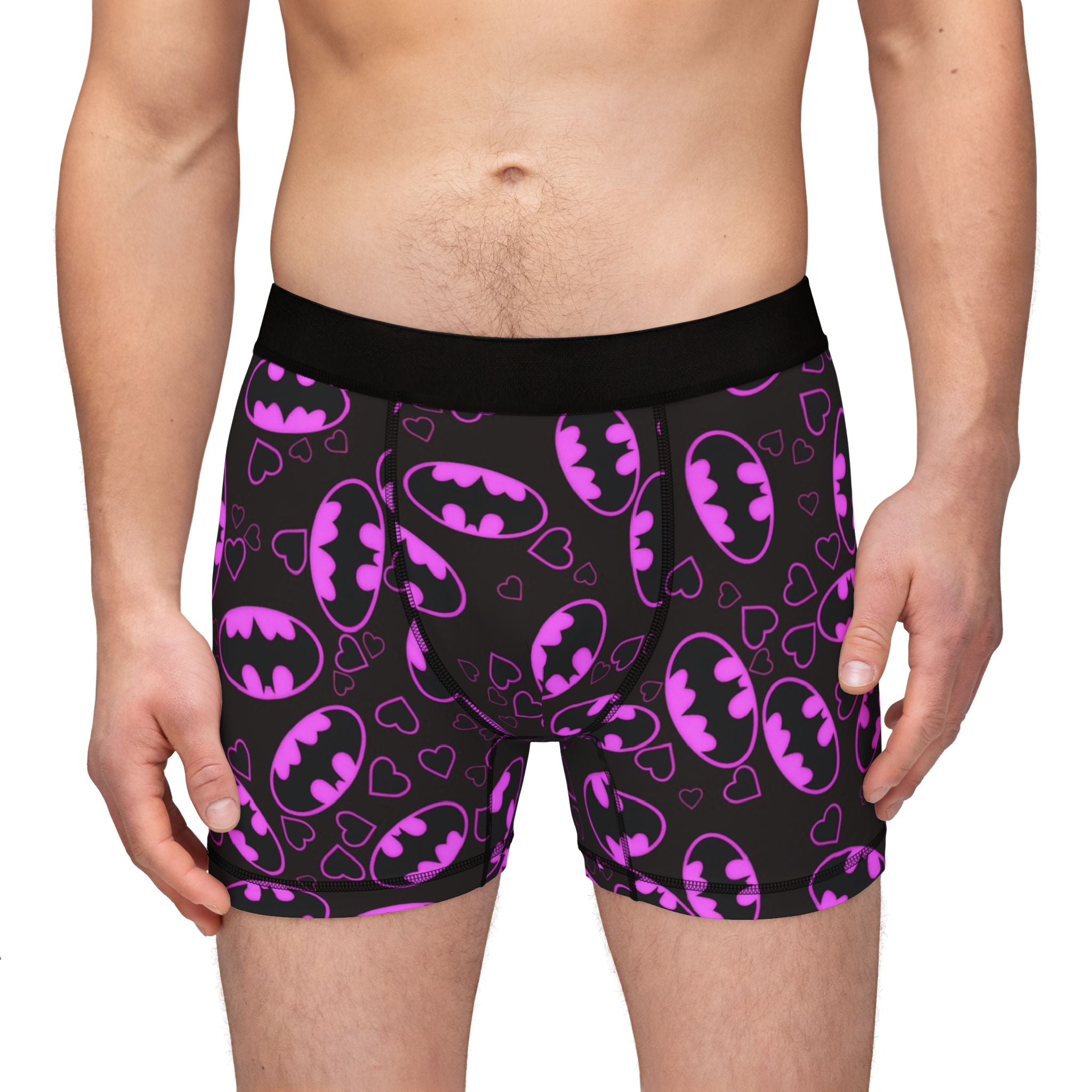 Men's boxers batman hearts valentine love black