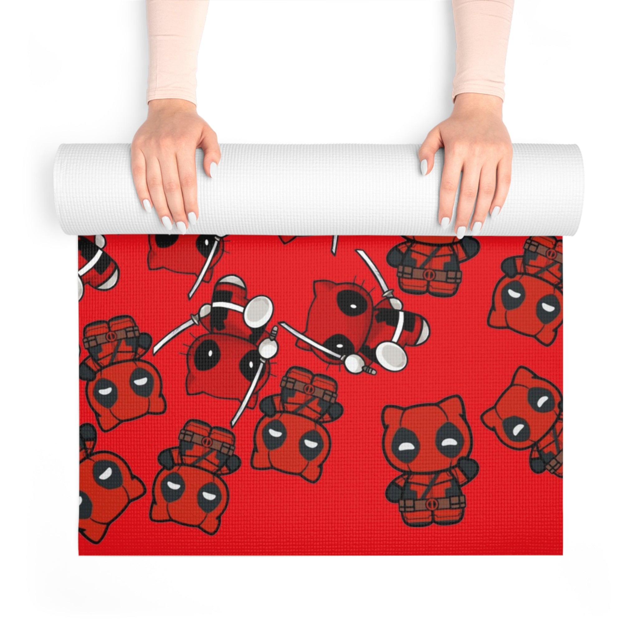 Foam yoga mat kitty deadpool red