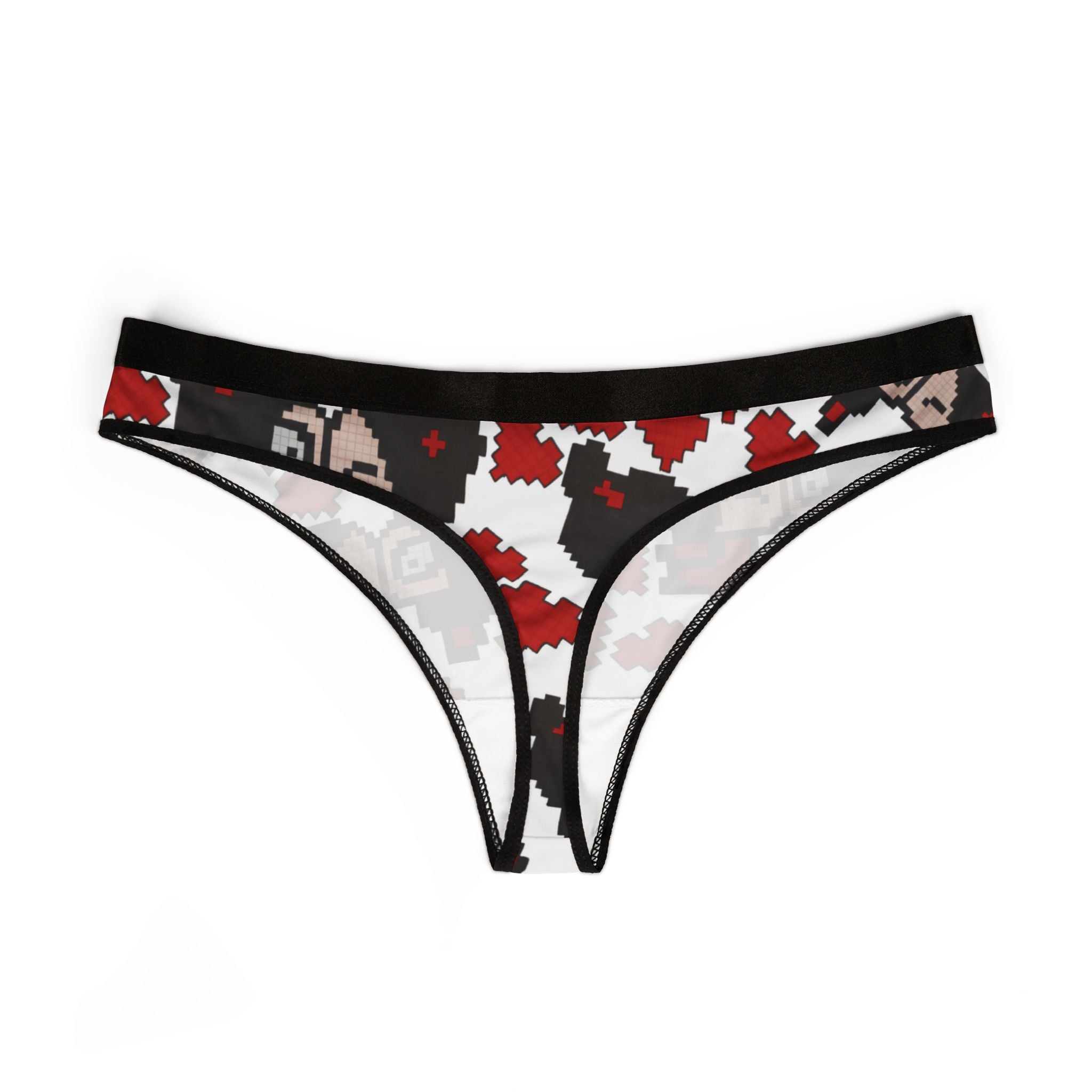 Women's thongs pixel pucca kiss heart white