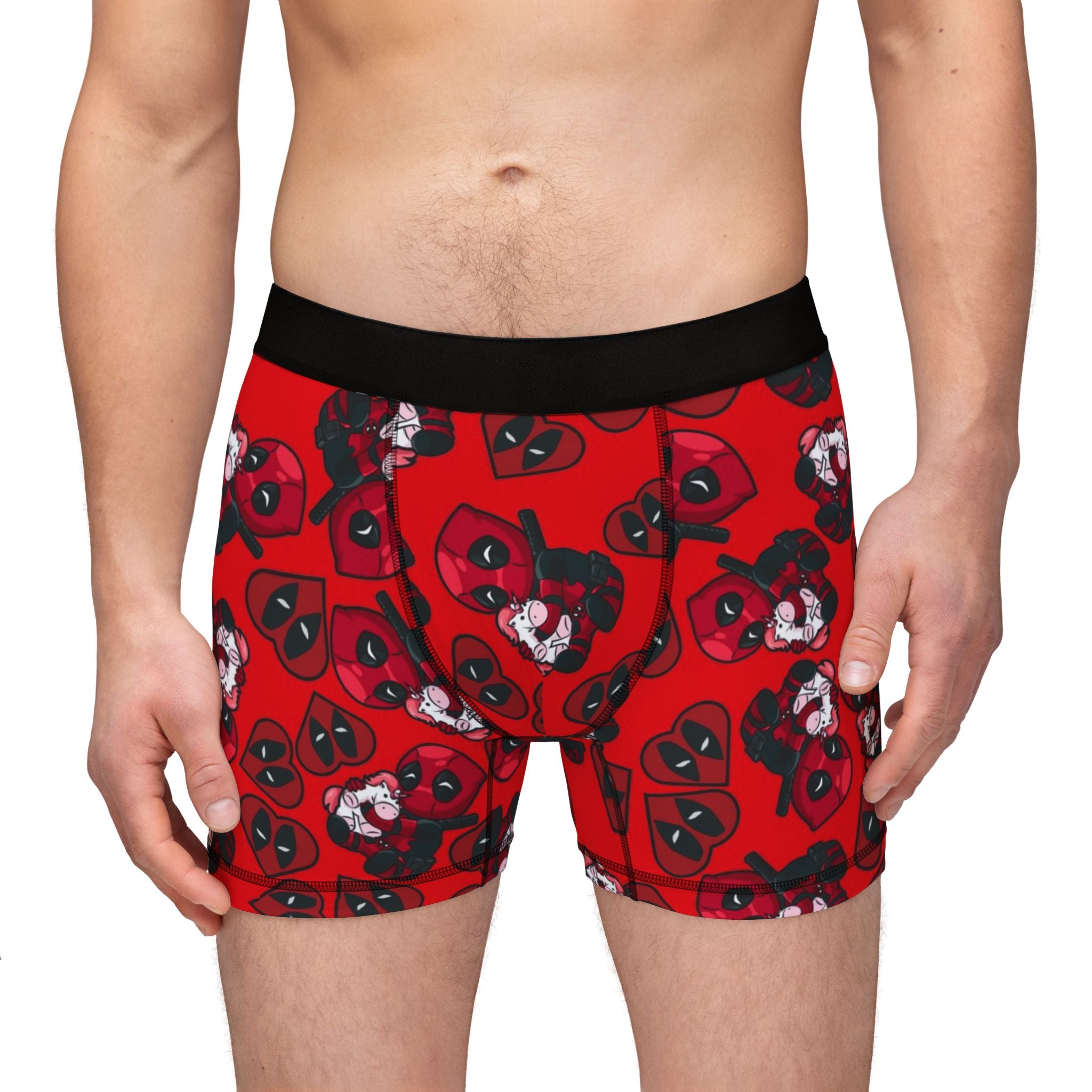 Men's boxers deadpool unicorn hearts valentine love red