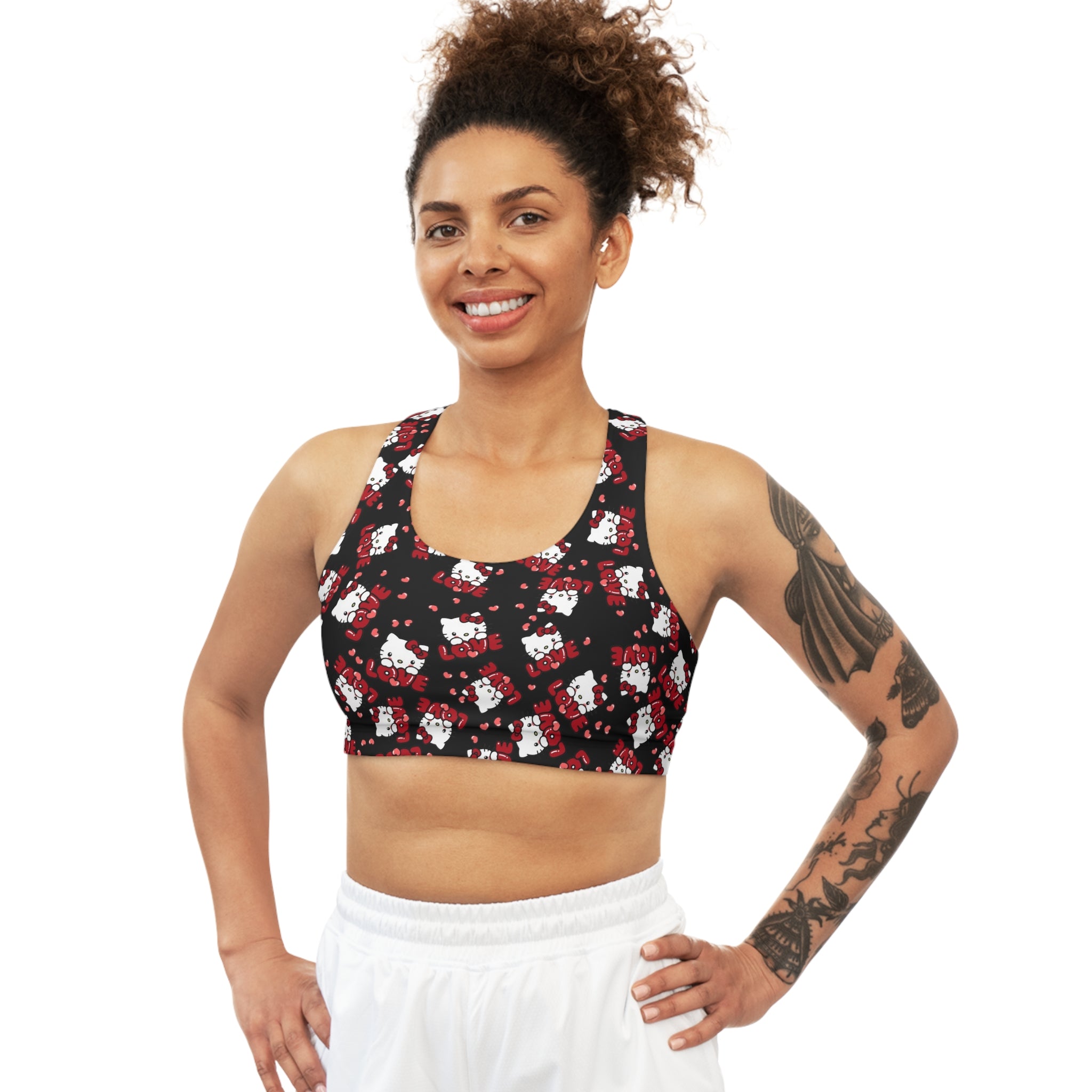 Sports bra kitty valentine love black