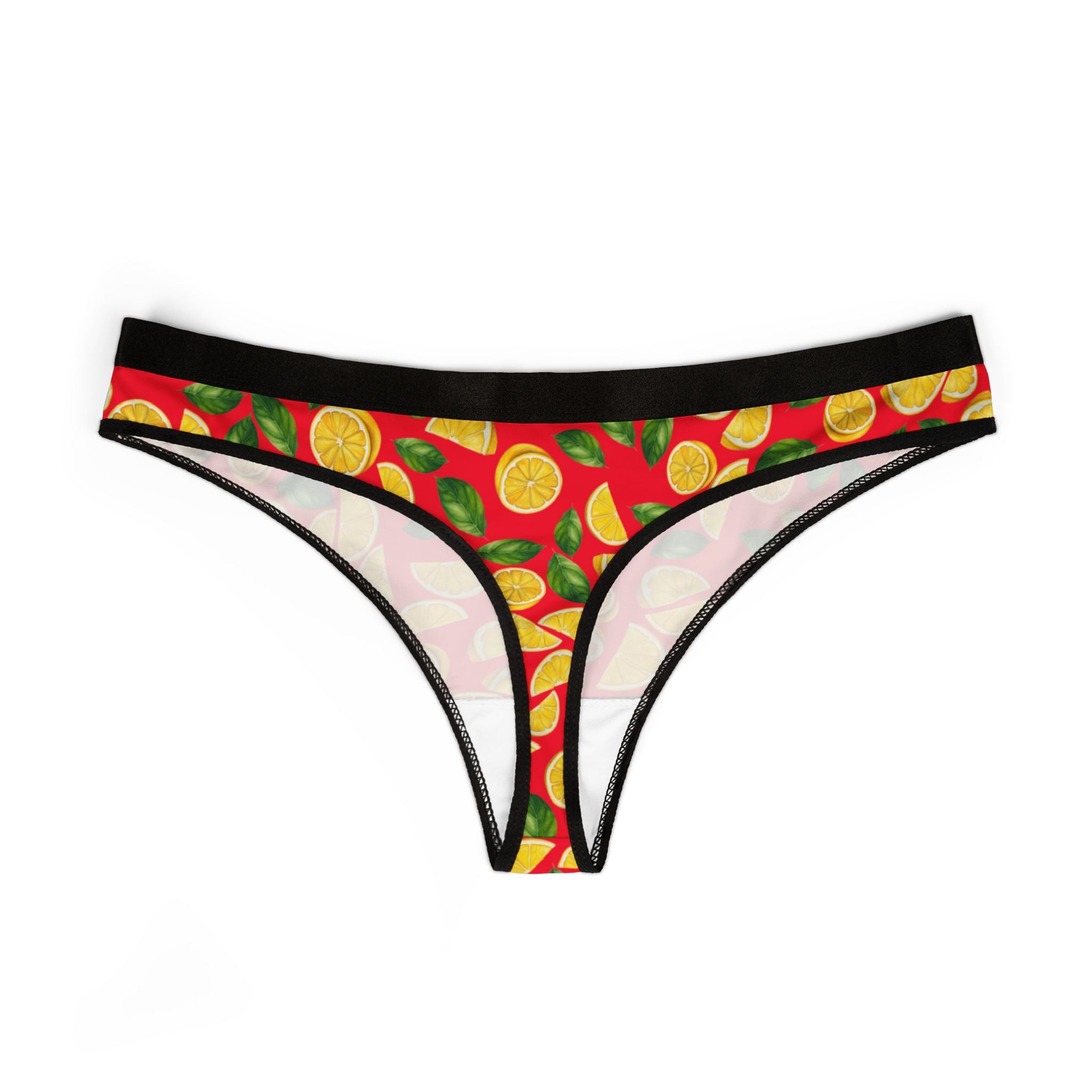 Women's thongs lemon and leaves red