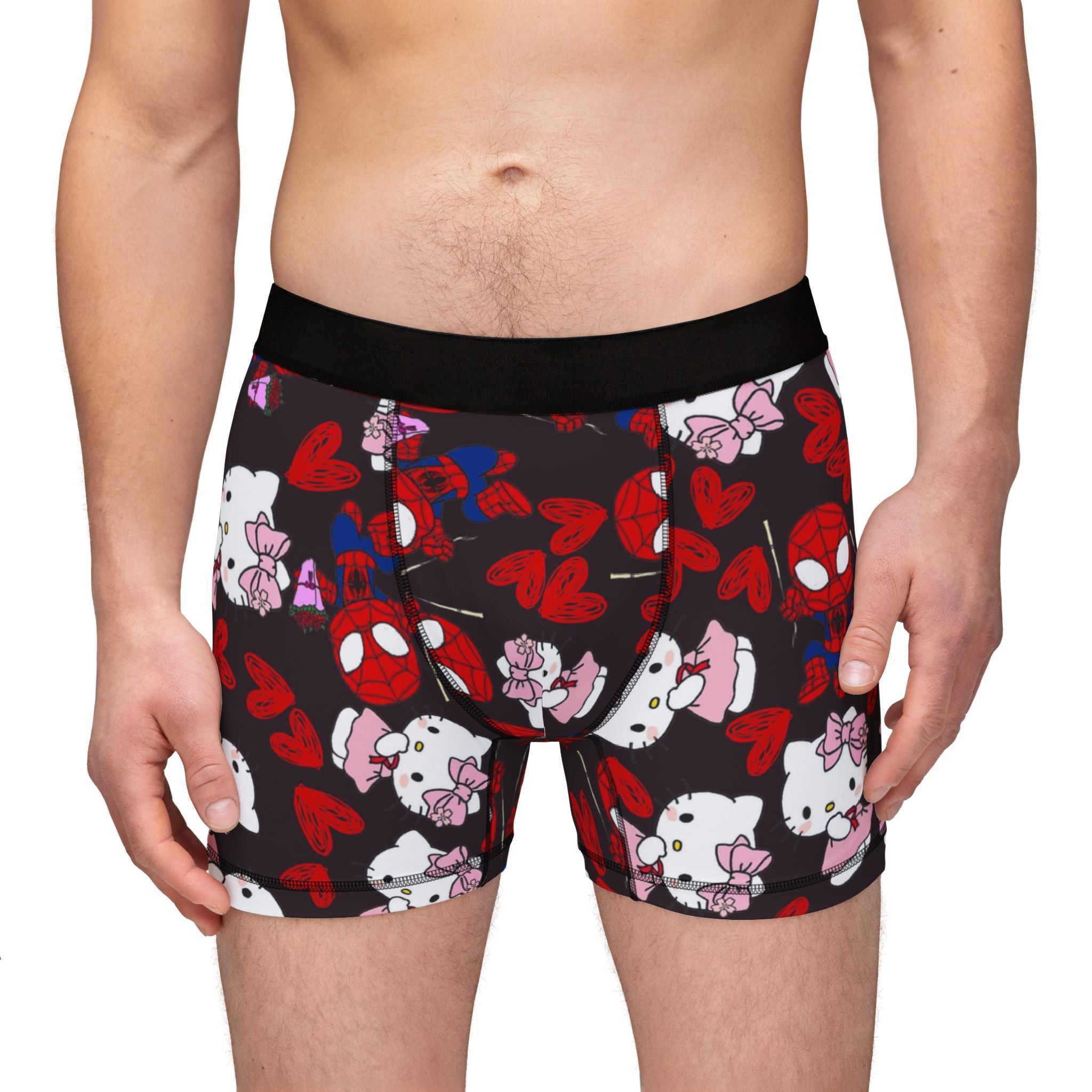 Men's boxers spider kitty flower black