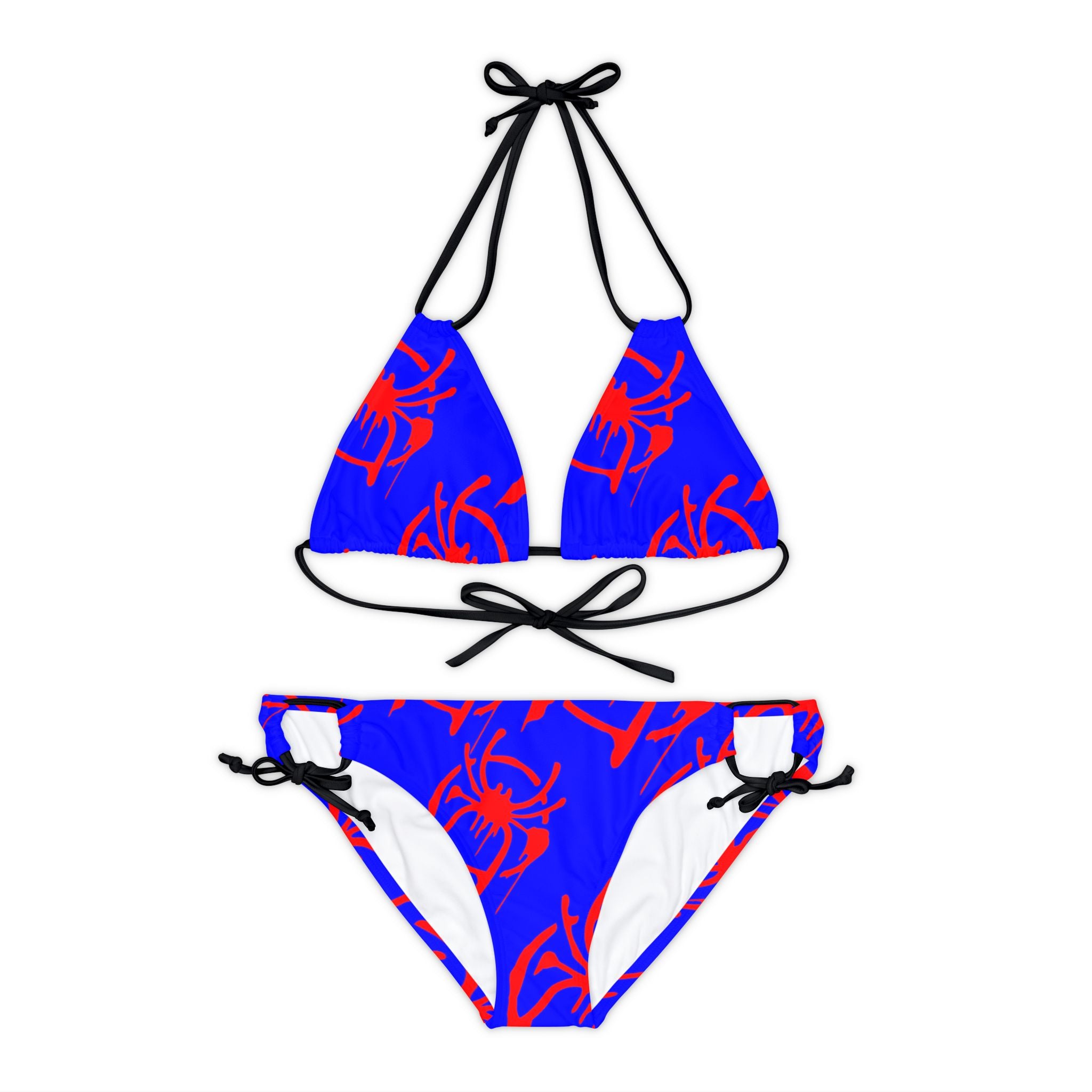 Strappy bikini set only spider web blue