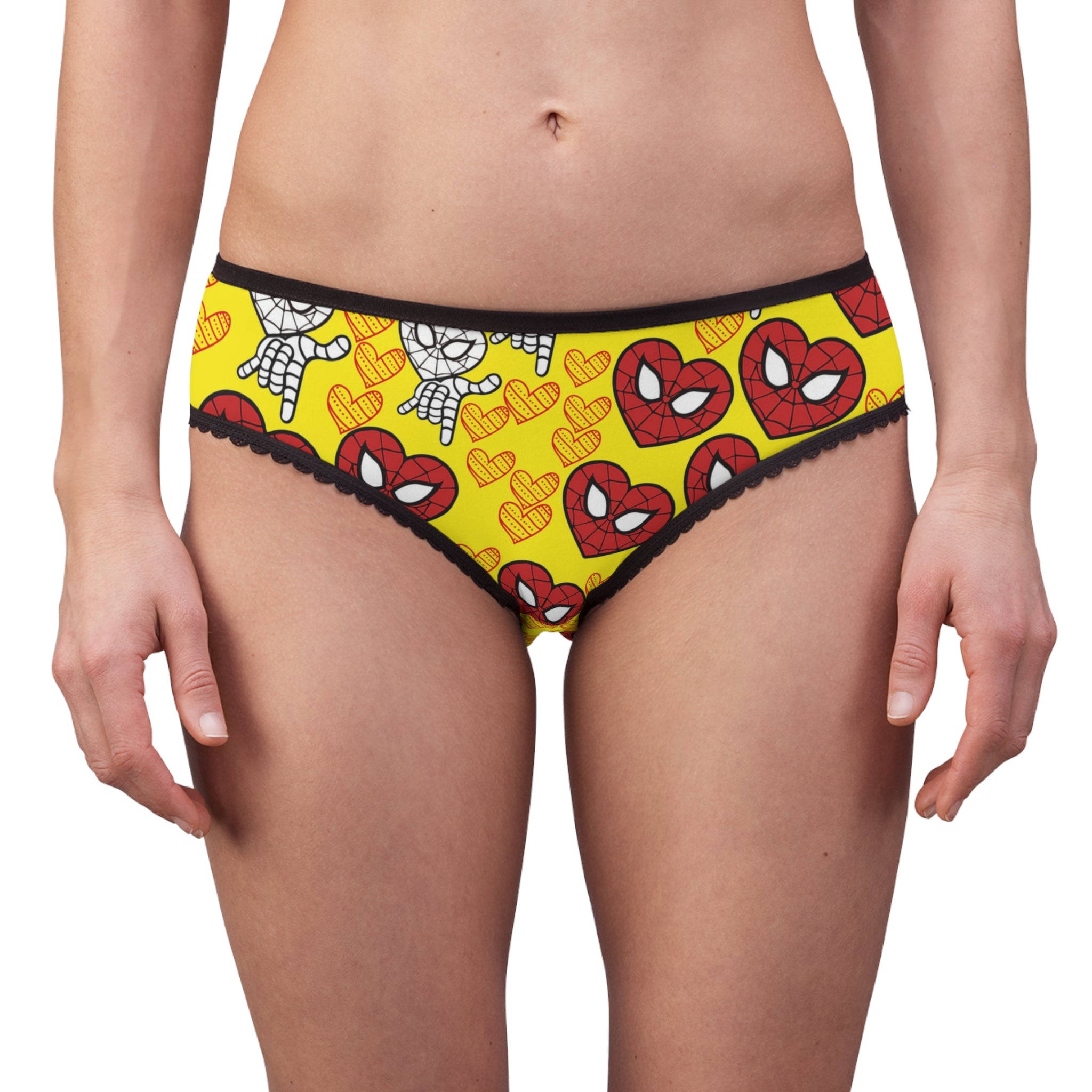 Women's briefs spider heart kiss yellow