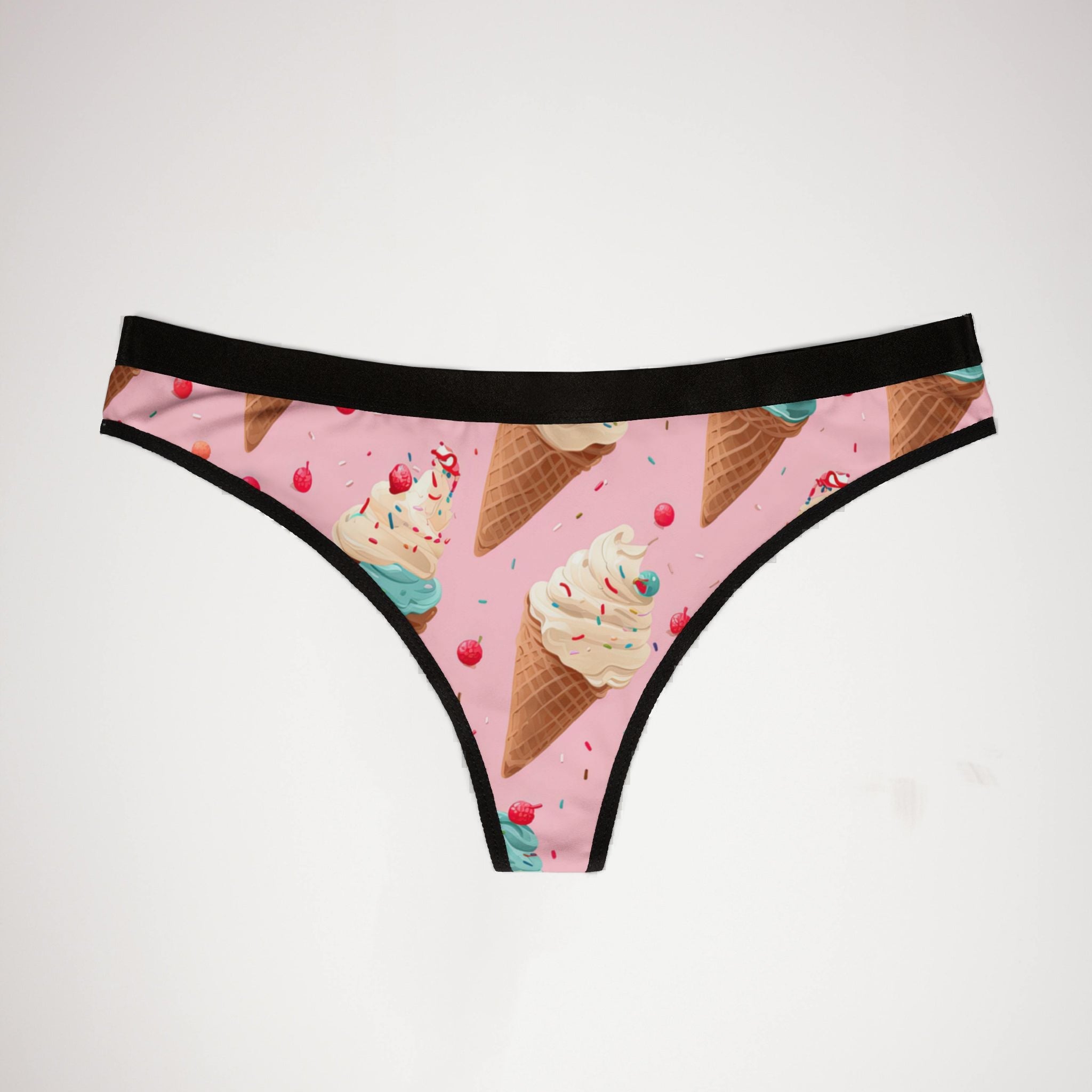 Women's thongs sprinkled ice cream