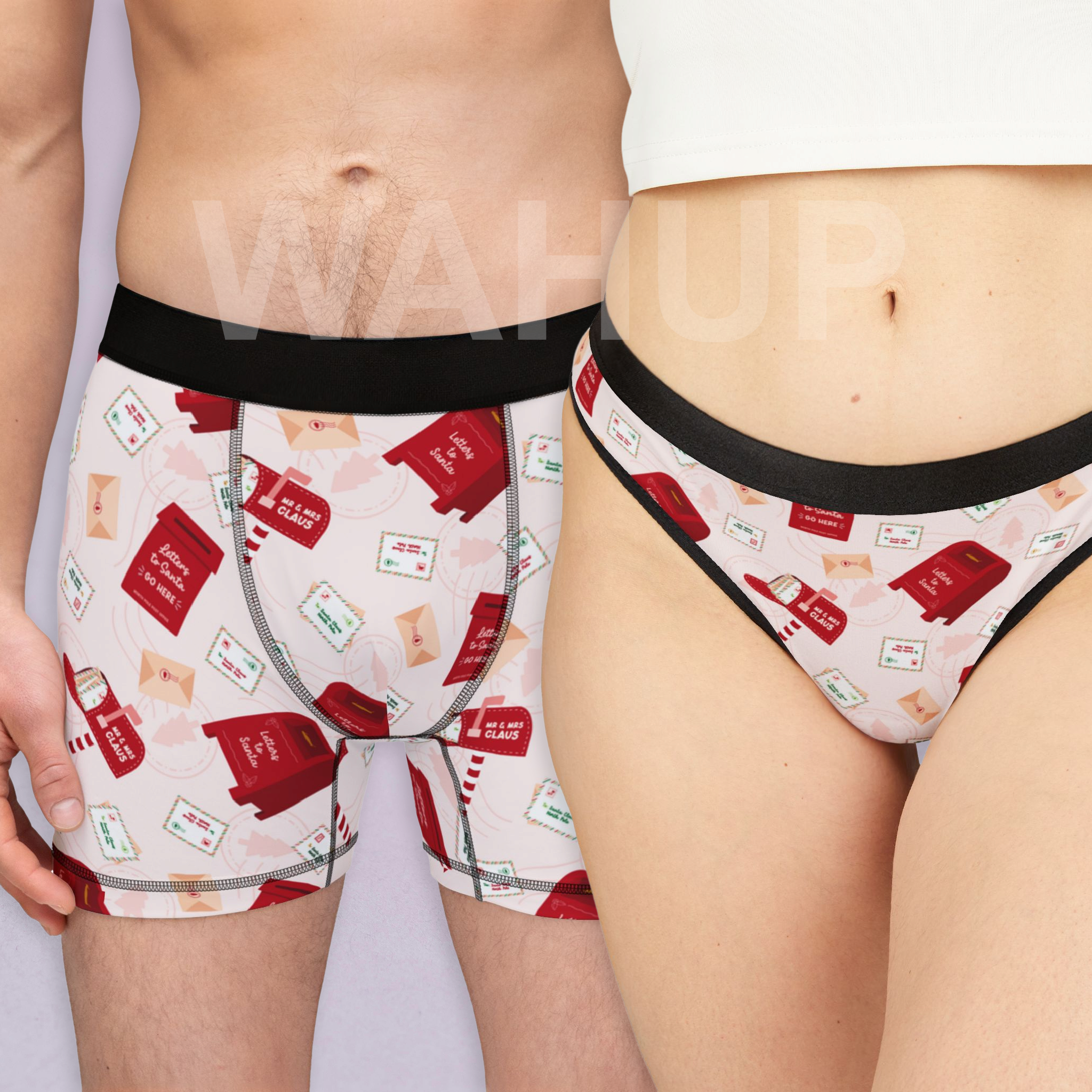 Matching underwear Letters to Santa Christmas for couples boxer & thong set