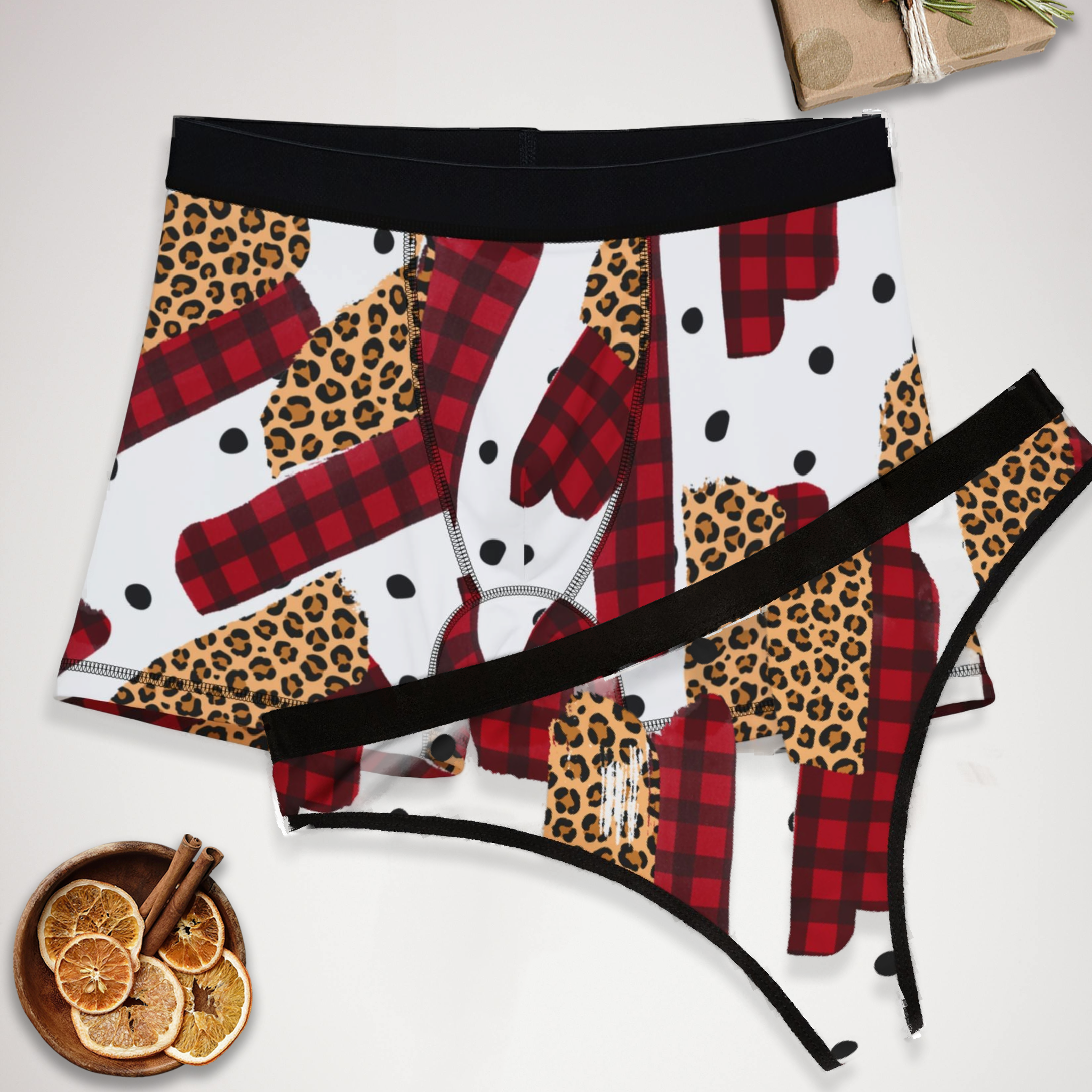 Matching underwear WILD CHRISTMAS for couples boxer & thong set