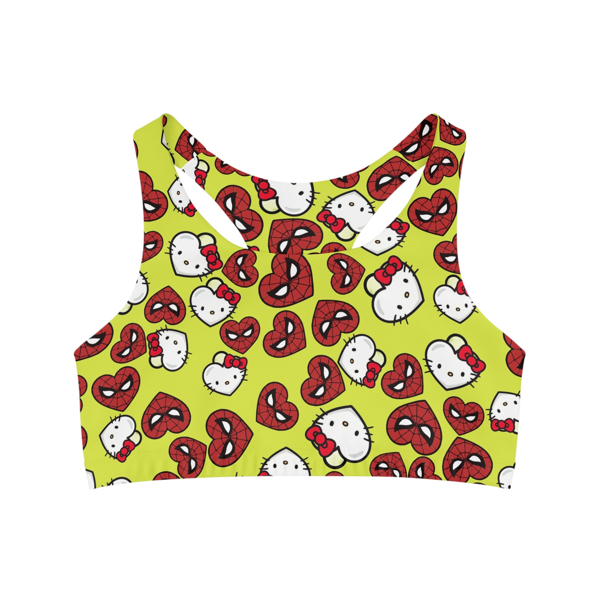 Sports bra spider kitty double hearts yellow