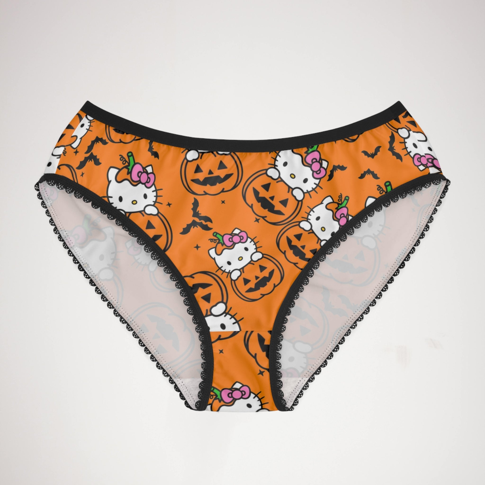 Women's briefs kitty hold pumpkin Halloween orange