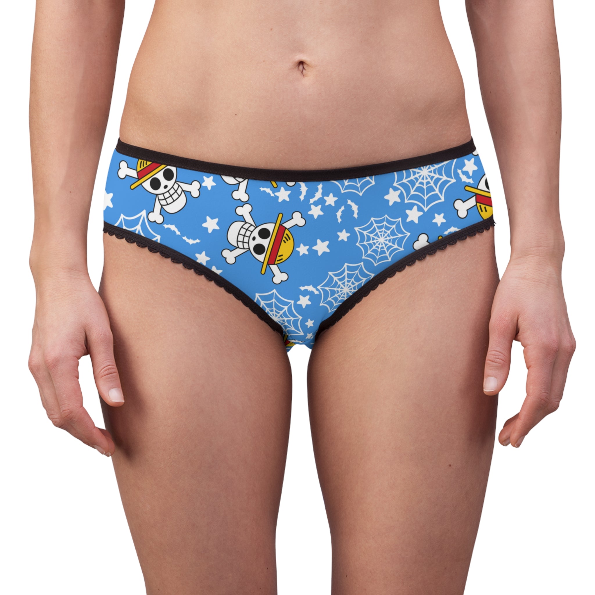 Women's briefs skull anime bats pumpkin halloween cyan