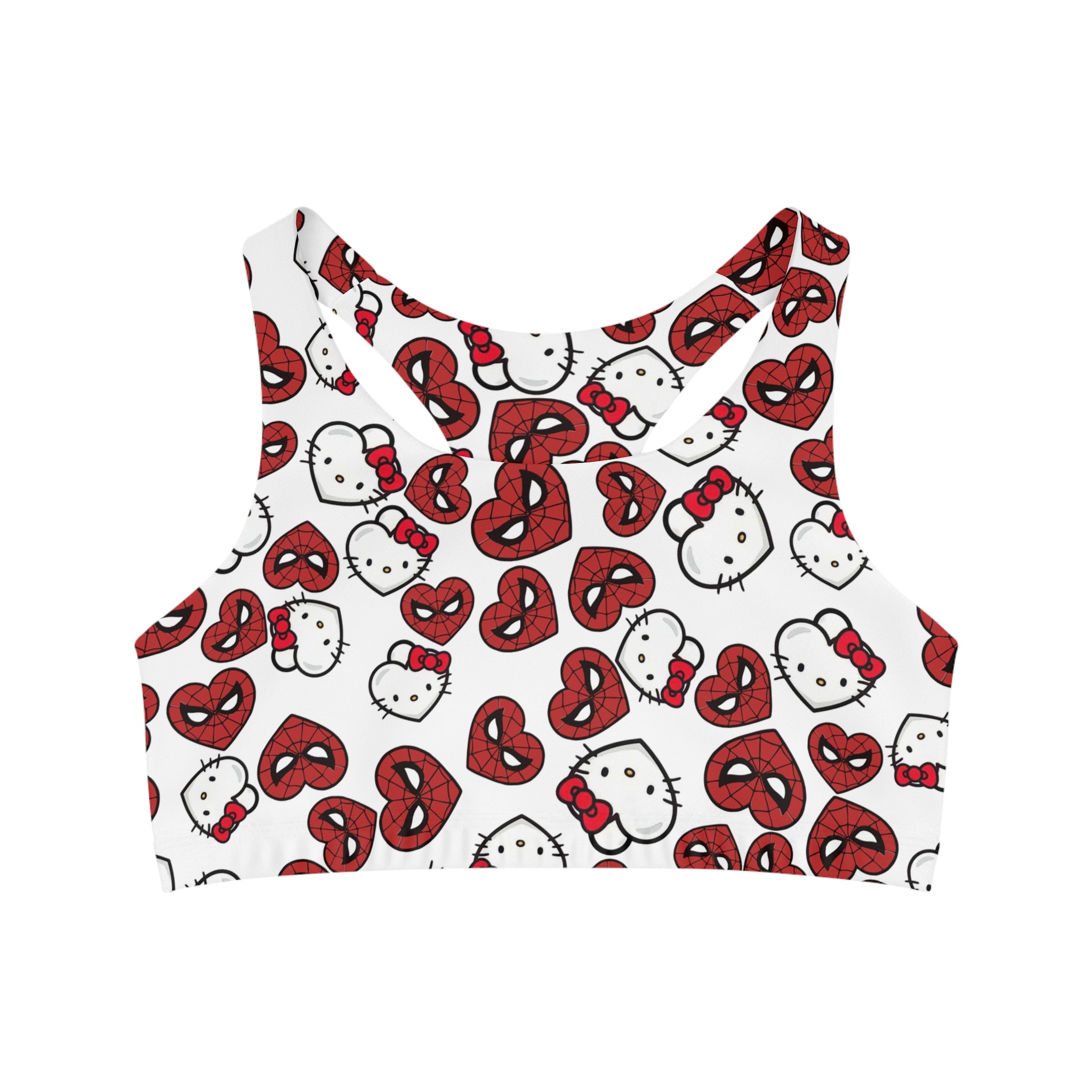 Sports bra spider kitty double hearts white