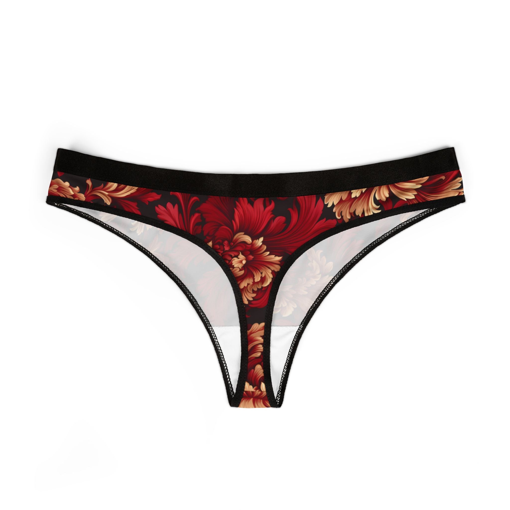 Women's thongs red damask